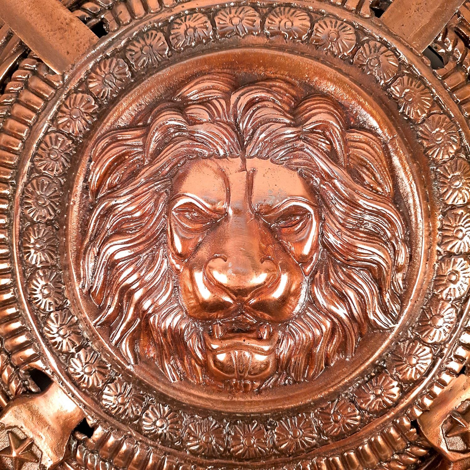 Dhal Talwar Wall Hanging Lion Design Vintage - 18 Inch - Apkamart