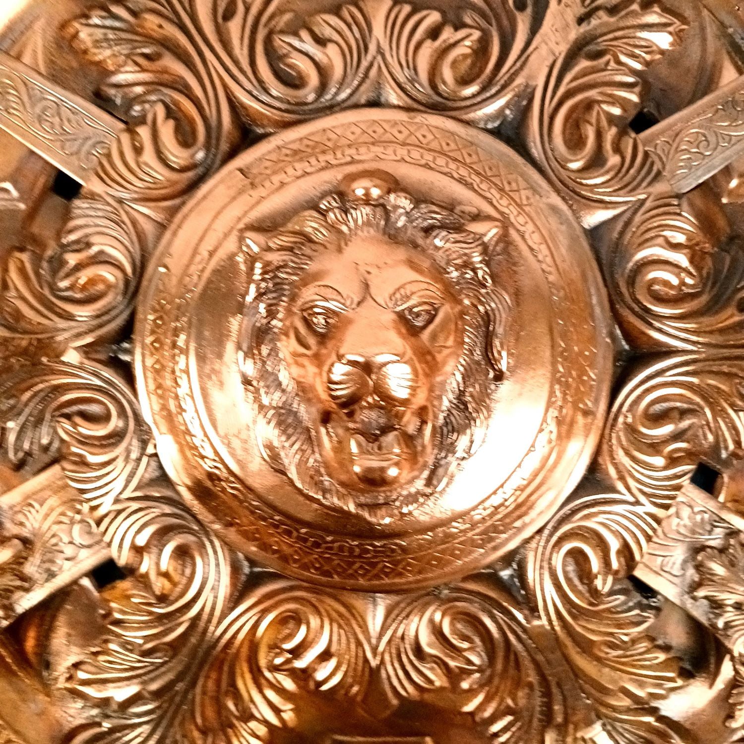 Dhal Talwar Wall Showpiece - Lion Design | Vintage Sword & Shield Wall Mount Hangings - For Home, Living Room, Wall Decor & Gifts - Apkamart