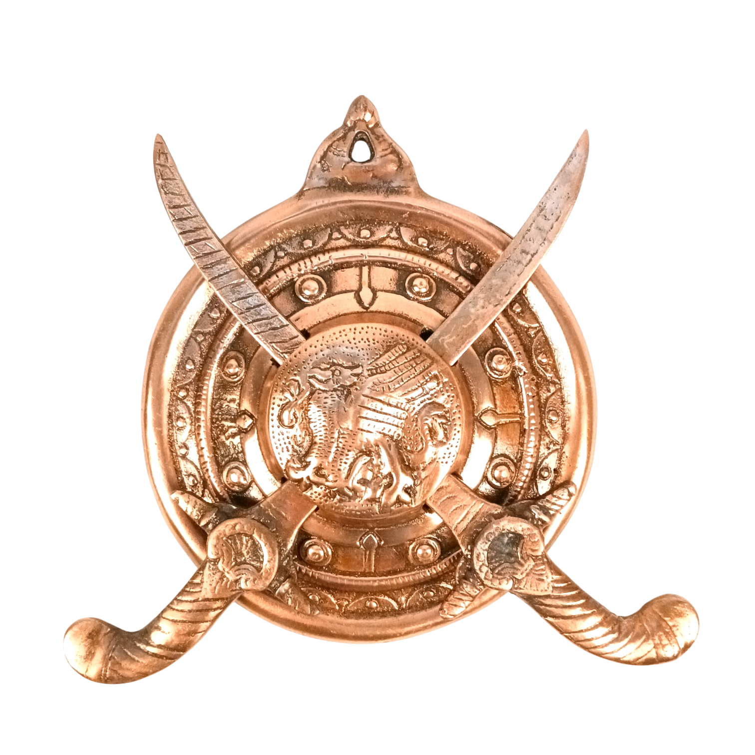 Dhal Talwar Wall Hanging | Decorative Shield & Sword Showpiece for Wall Decor, Living Room & Office | Traditional Indian Wall Art - 10 Inch - Apkamart