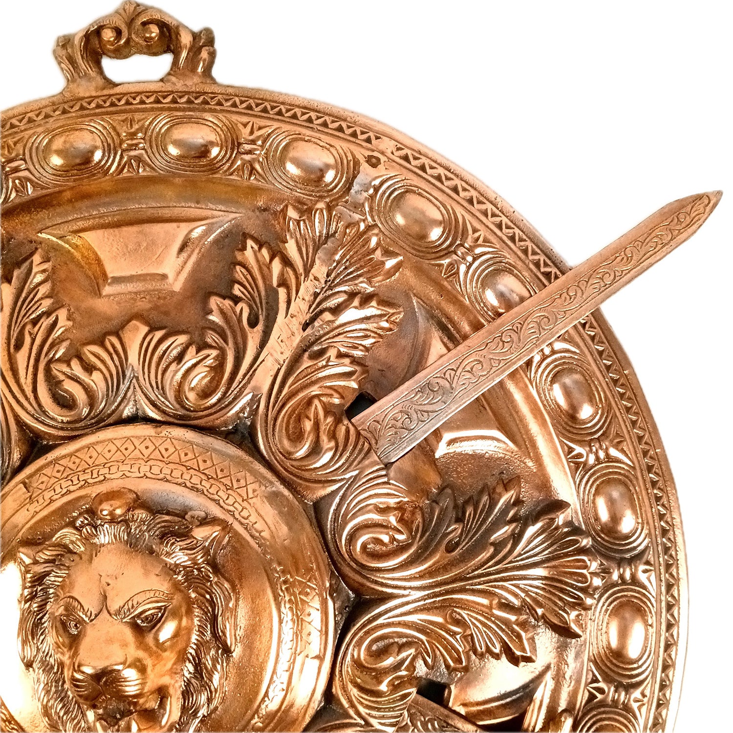 Dhal Talwar Wall Showpiece - Lion Design | Vintage Sword & Shield Wall Mount Hangings - For Home, Living Room, Wall Decor & Gifts - Apkamart