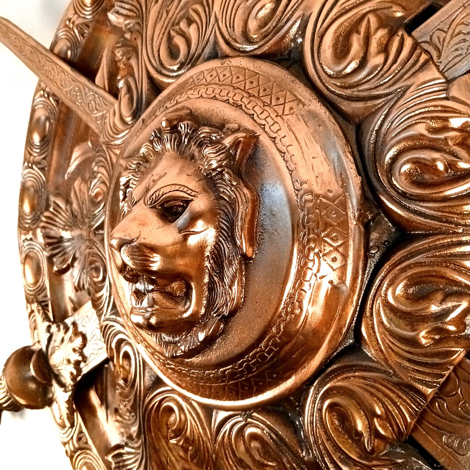 Dhal Talwar Wall Showpiece - Lion Design | Vintage Sword & Shield Wall Mount Hangings - For Home, Living Room, Wall Decor & Gifts - Apkamart