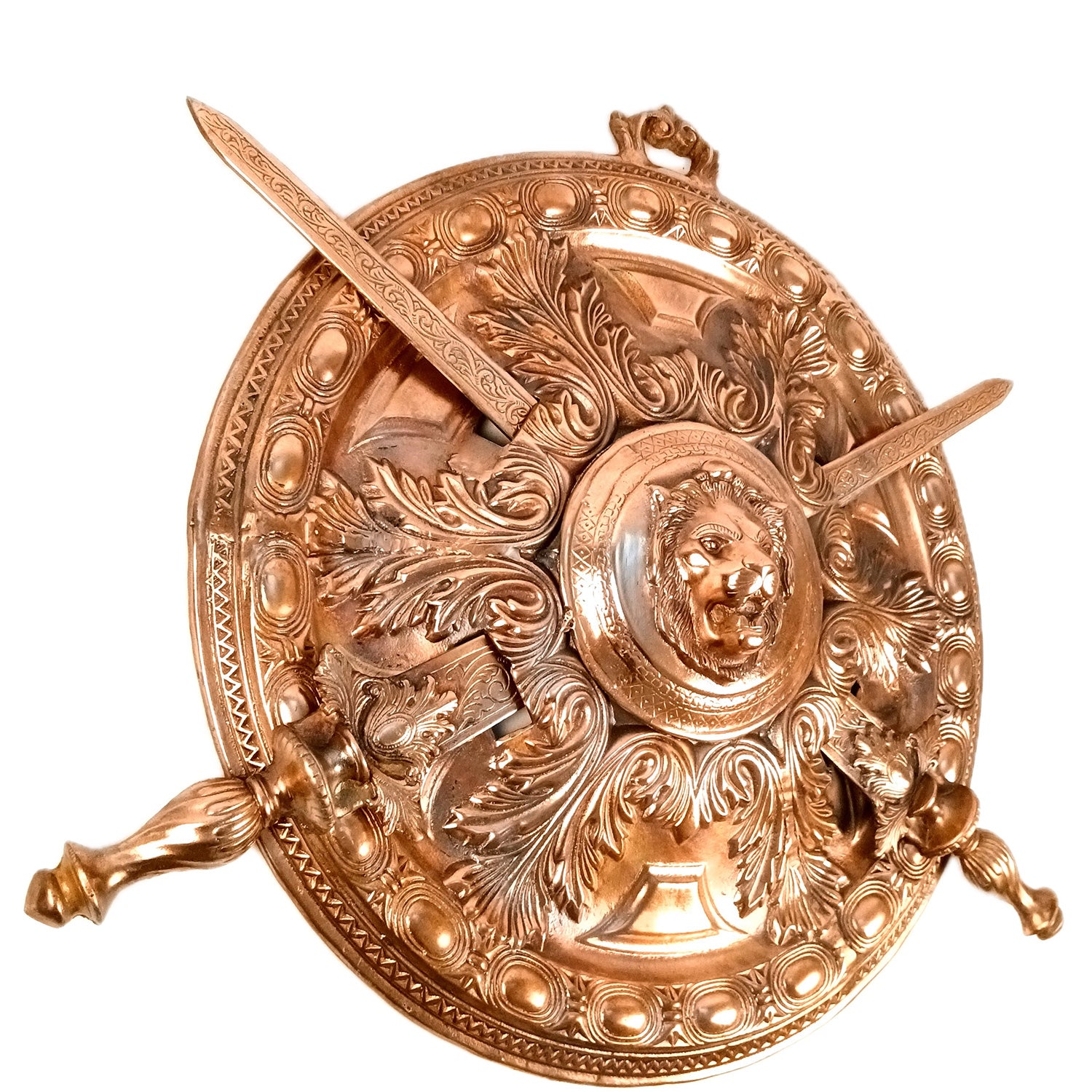 Dhal Talwar Wall Showpiece - Lion Design | Vintage Sword & Shield Wall Mount Hangings - For Home, Living Room, Wall Decor & Gifts - Apkamart