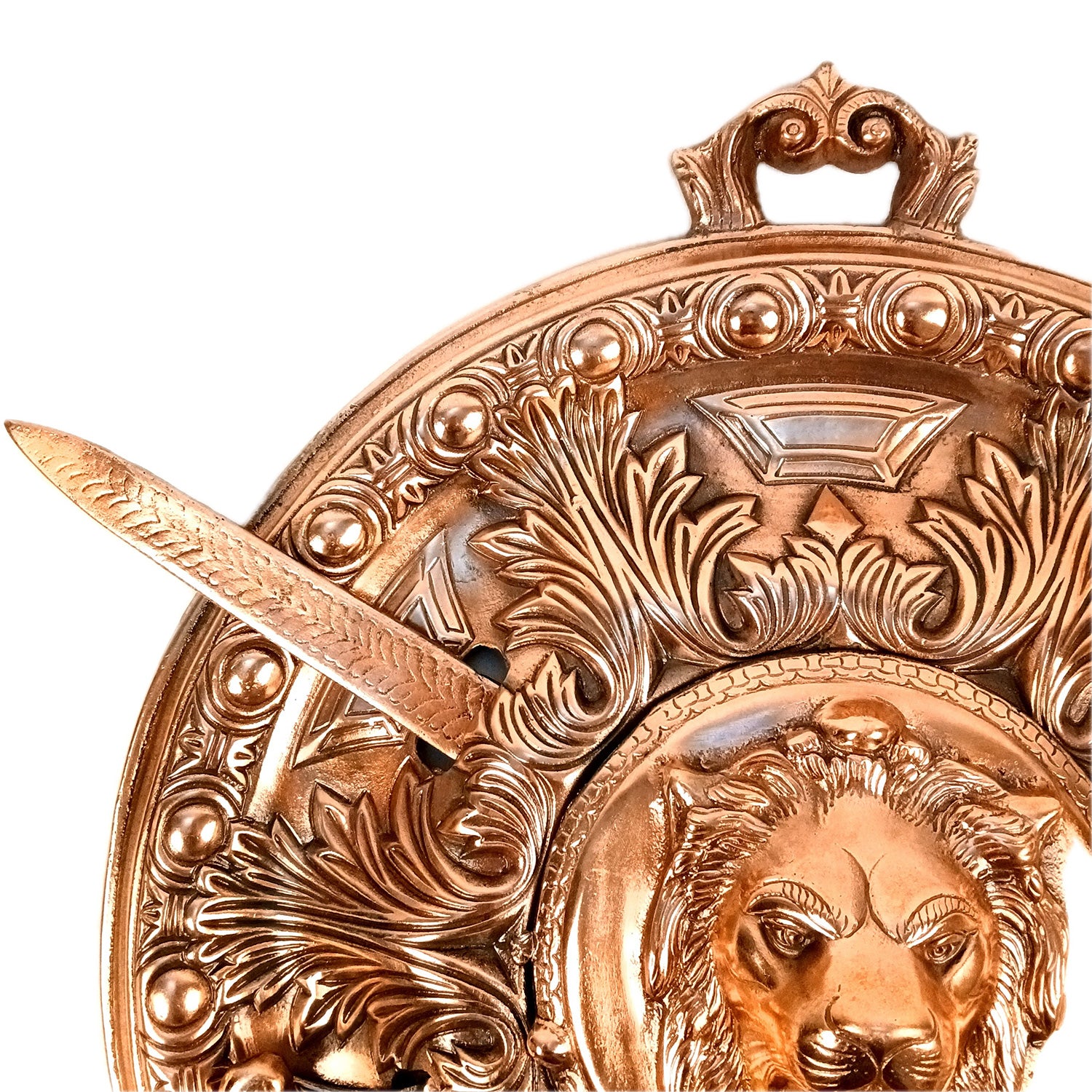 Dhal Talwar Wall Hanging - Lion Design | Sword & Shield Wall Mount Hangings - For Home, Living Room, Wall Decor & Gifts - 25 Inch - Apkamart