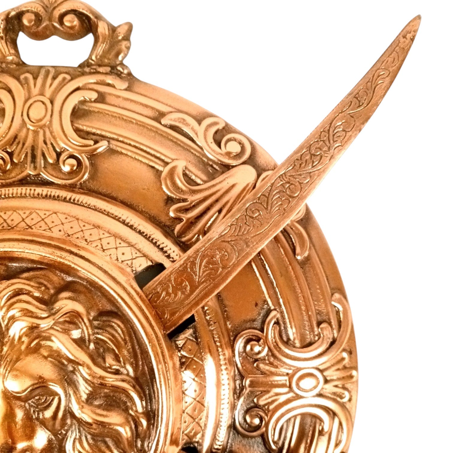 Lion Face Design Dhal Talwar Wall Hanging | Decorative Alloy Sword & Shield Wall Art | Traditional Warrior Showpiece for Home, Living Room, Office & Mandir Decor - 17 Inch - Apkamart