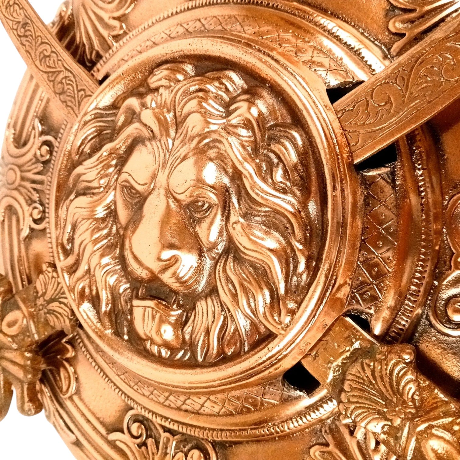 Lion Face Design Dhal Talwar Wall Hanging | Decorative Alloy Sword & Shield Wall Art | Traditional Warrior Showpiece for Home, Living Room, Office & Mandir Decor - 17 Inch - Apkamart