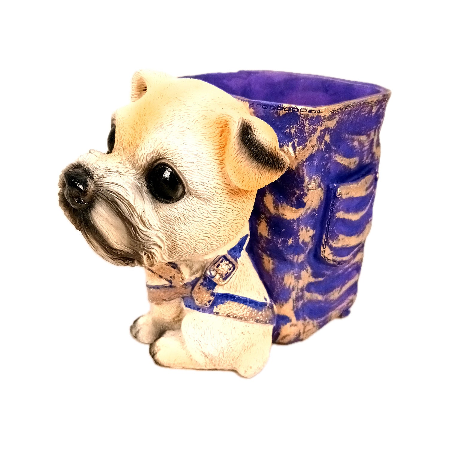 Cute Dog Decorative Pen Pencil Holder / Cutlery Stand | Dog Holding Basket Showpiece | Multipurpose Organizer - for Kids Study Table, office Desk, Home Decor & Gifts - 5 Inch - Apkamart #Style_Design 4