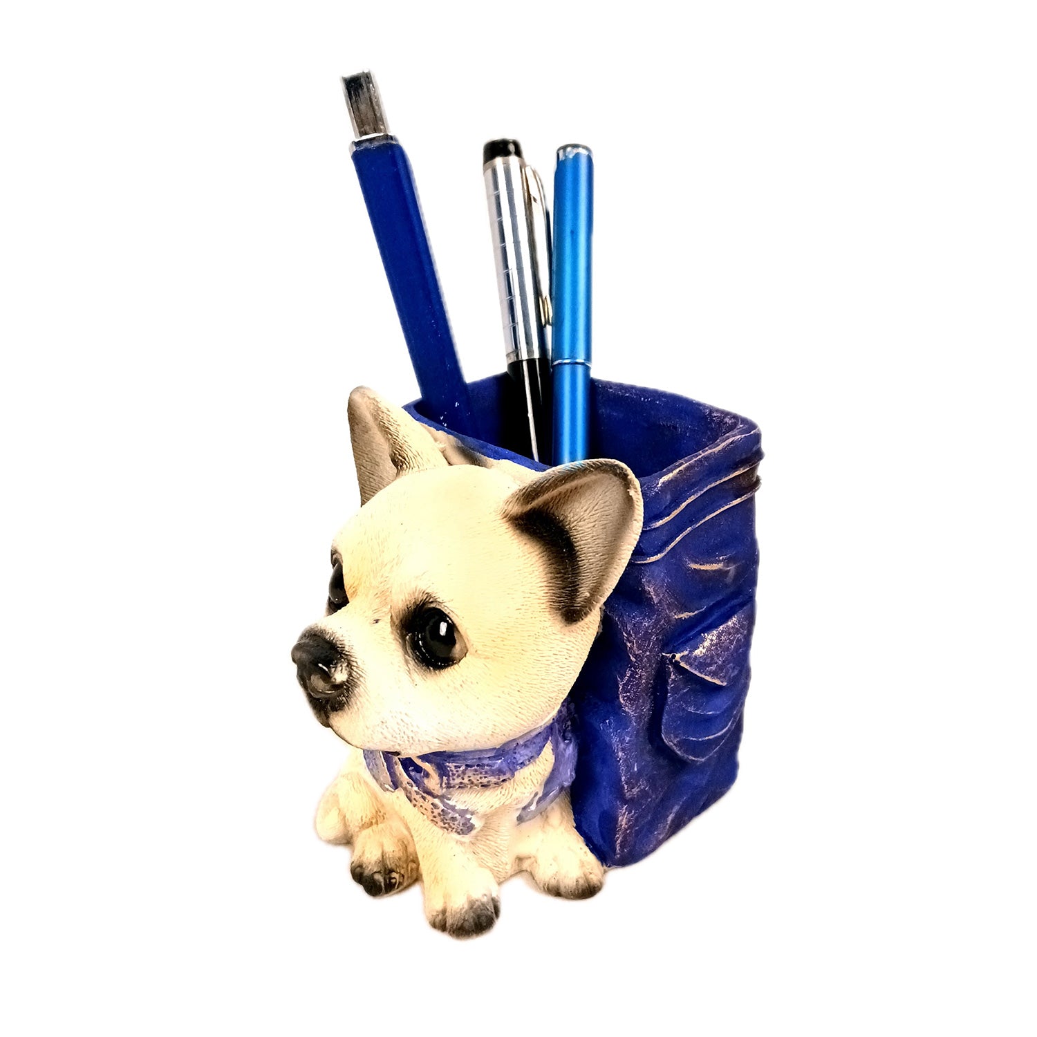 Cute Dog Decorative Pen Pencil Holder / Cutlery Stand | Dog Holding Basket Showpiece | Multipurpose Organizer - for Kids Study Table, office Desk, Home Decor & Gifts - 5 Inch - Apkamart #Style_Design 3