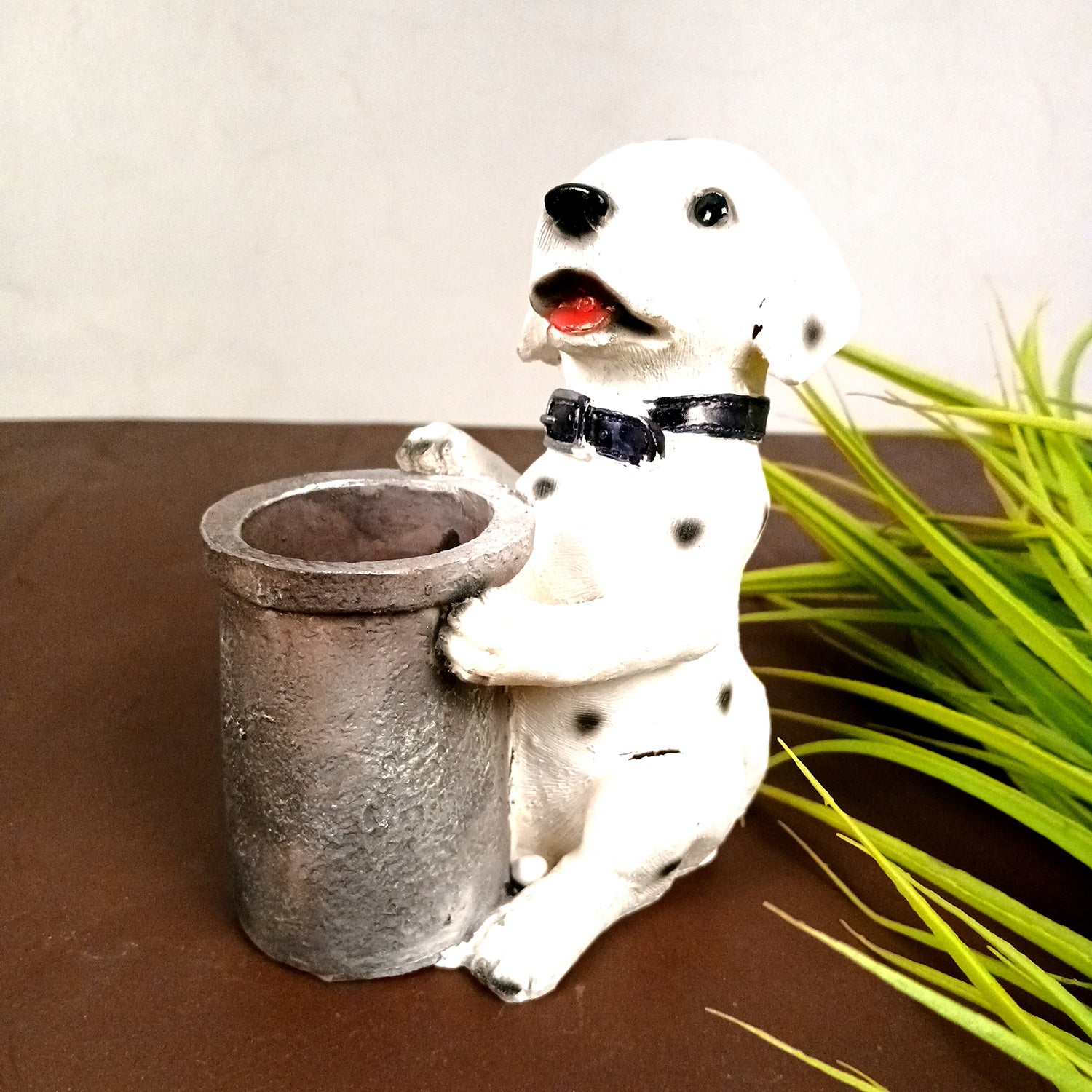 Cute Dog Decorative Pen Pencil Holder / Cutlery Stand | Dog Holding Basket Showpiece - for Kids Study Table, office Desk, Home Decor & Gifts - 6 Inch - Apkamart #Style_Design 3