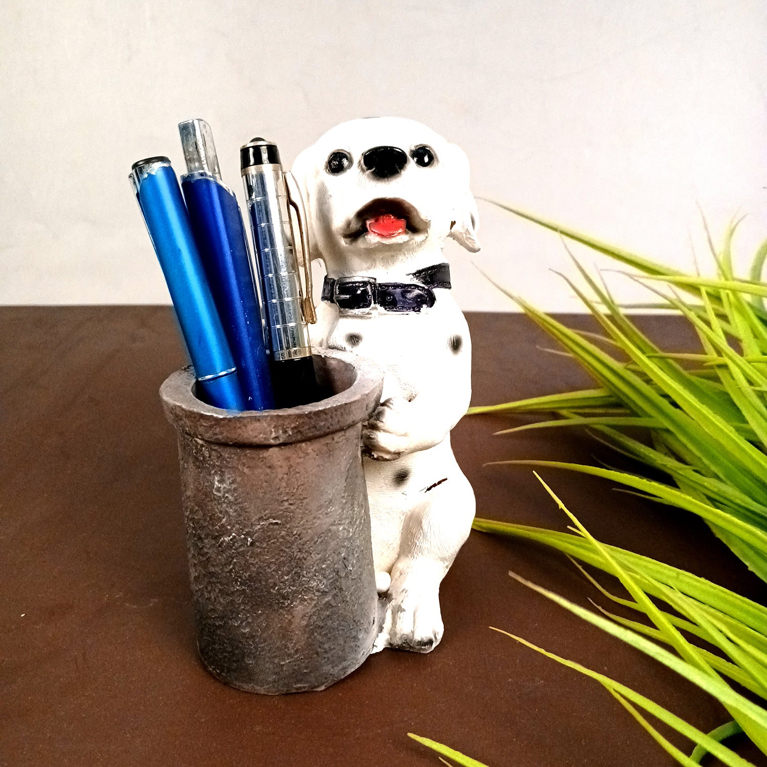 Cute Dog Decorative Pen Pencil Holder / Cutlery Stand | Dog Holding Basket Showpiece - for Kids Study Table, office Desk, Home Decor & Gifts - 6 Inch - Apkamart #Style_Design 3