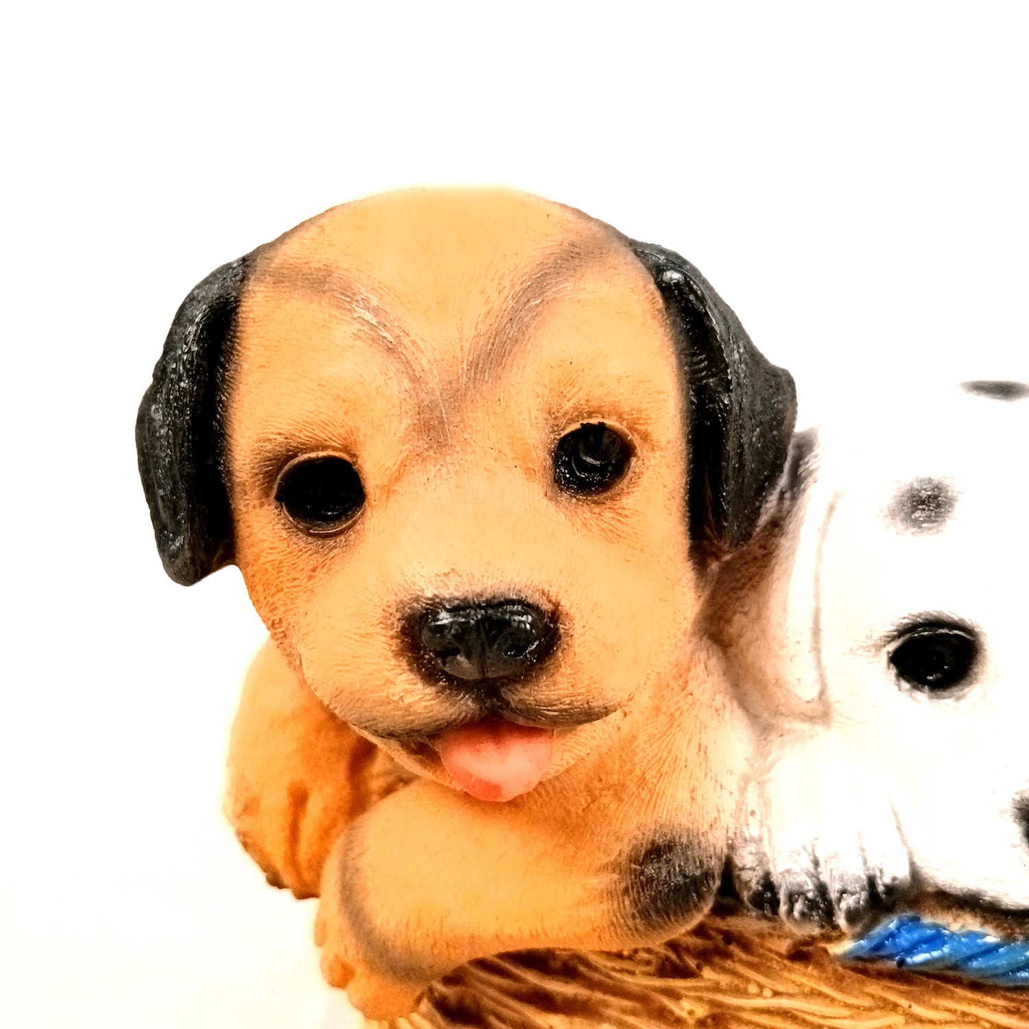 Dog Showpiece Statue - Sitting in Basket Design | Multipurpose Basket | Cute Puppy Figurine - for Entrance, Living Room, Kitchen Decor, House Warming Gifts - 9 Inch - Apkamart