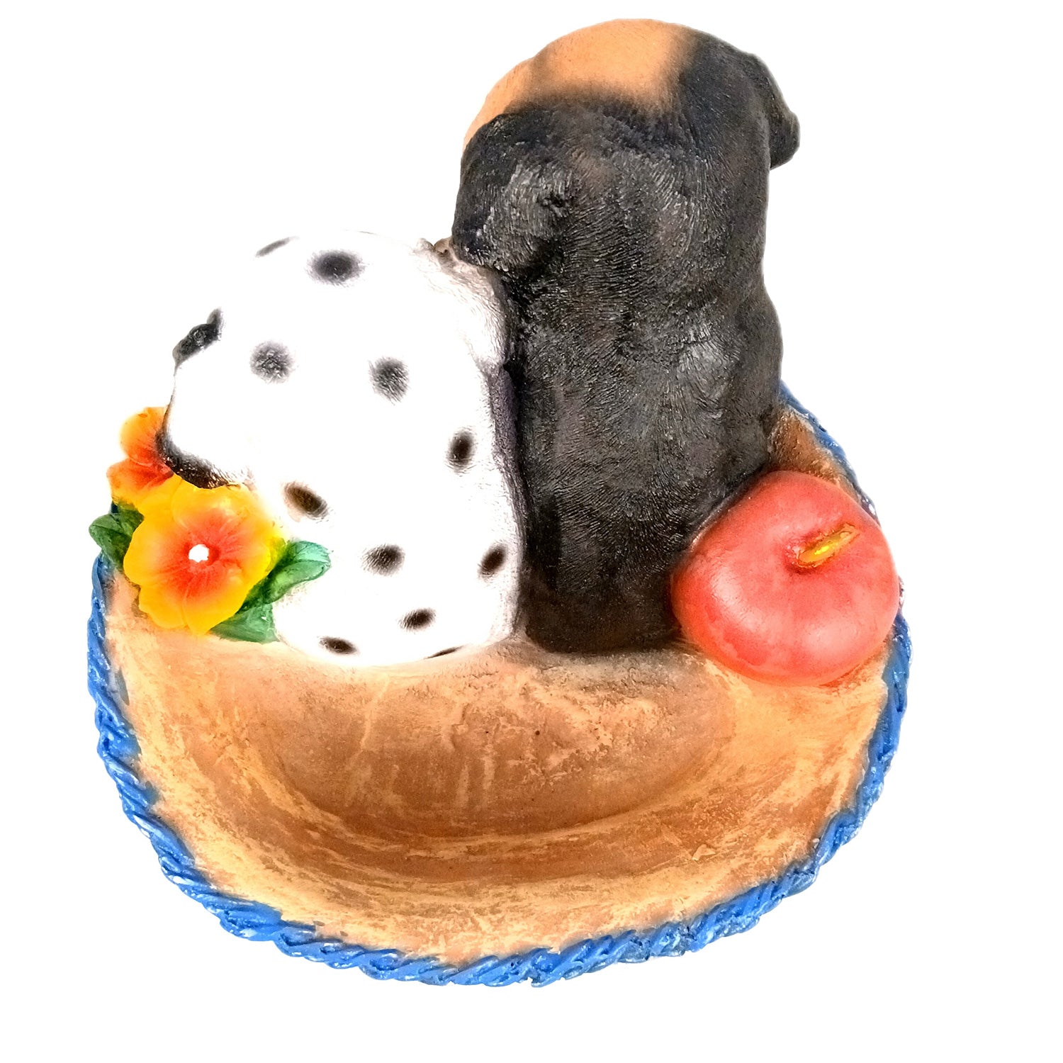 Dog Showpiece Statue - Sitting in Basket Design | Multipurpose Basket | Cute Puppy Figurine - for Entrance, Living Room, Kitchen Decor, House Warming Gifts - 9 Inch - Apkamart