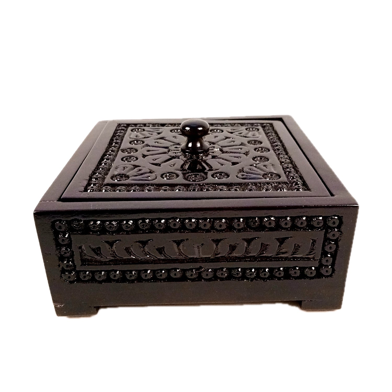 Wooden Dry Fruit Box with Lid | Mukhwas Bowl with Four Compartments - for Kitchen, Serving, Home, Dining Table Decor & Diwali Gifts - 8 Inch (Wood, Brown) - Apkamart