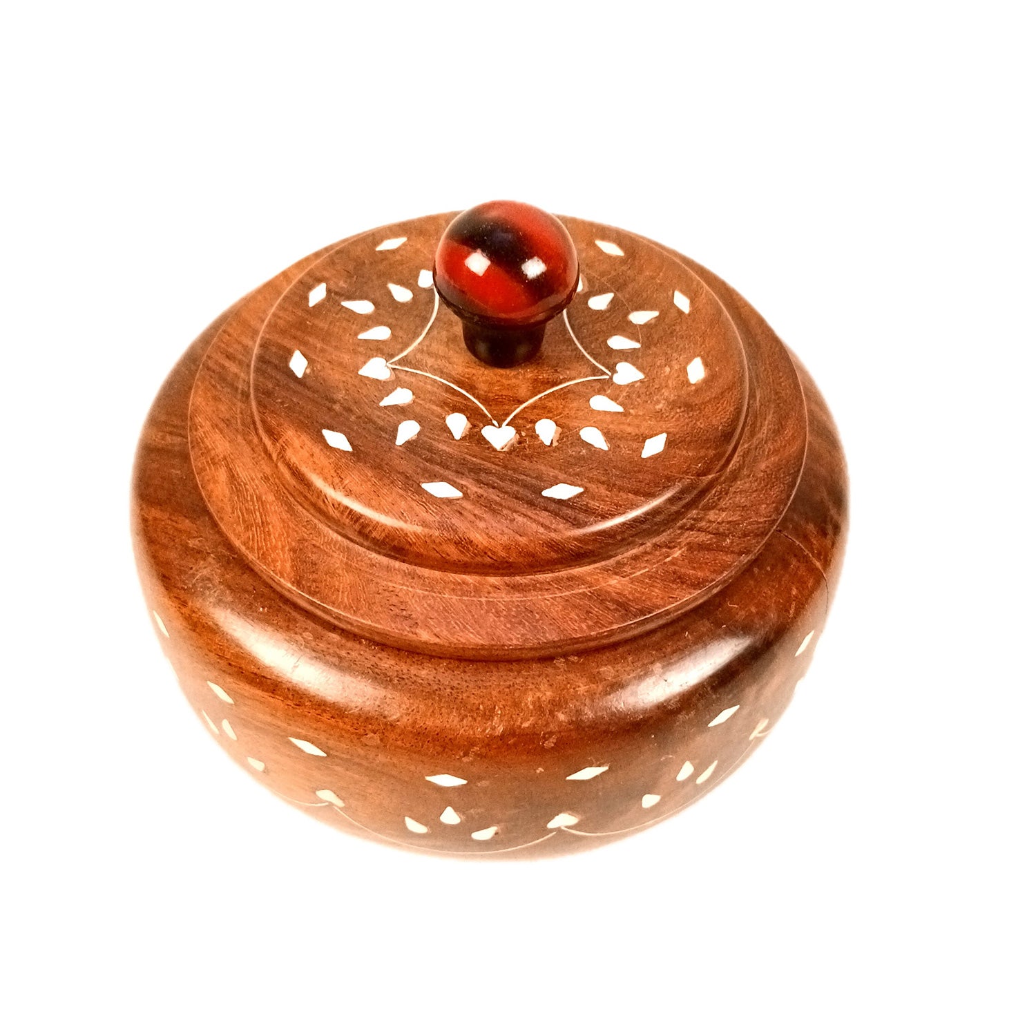 Wooden Dry Fruit Box with Lid | Mukhwas Bowl with Four Compartments - for Kitchen, Serving, Home, Dining Table Decor & Diwali Gifts - 6 Inch - Apkamart