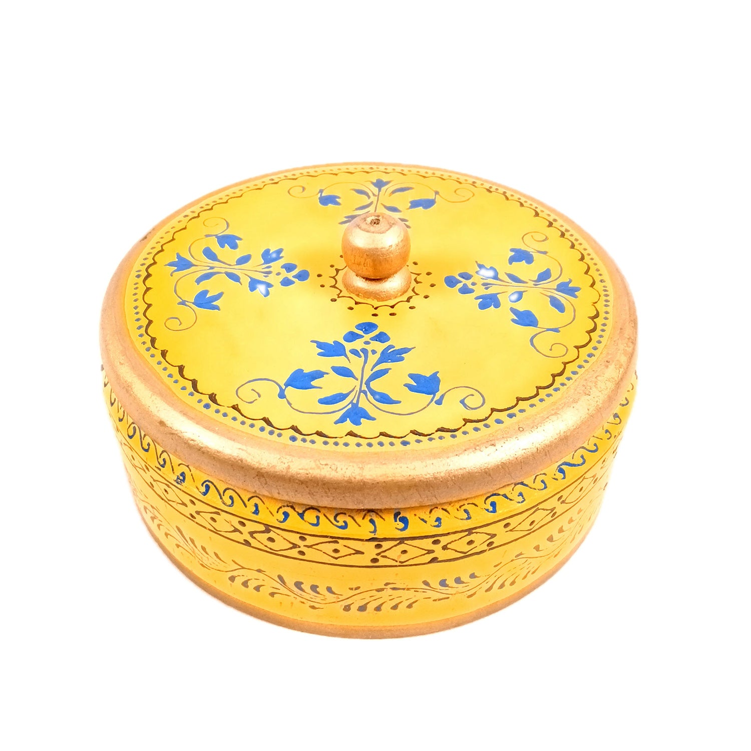 Wooden Dry Fruit Box with Lid | Mukhwas Bowl with Four Compartments - for Kitchen, Serving, Home, Dining Table Decor & Diwali Gifts - 7 Inch - Apkamart #Style_Design 1