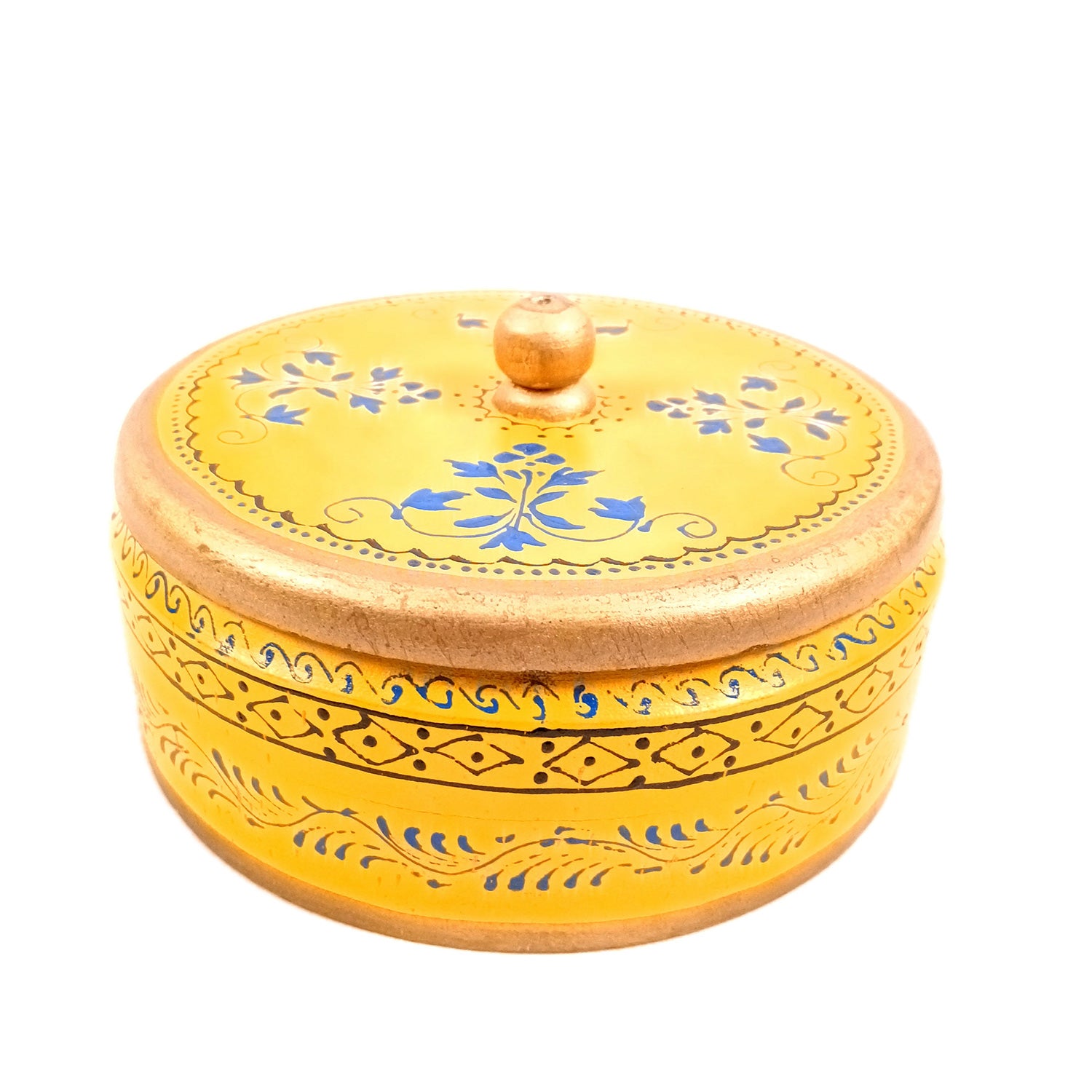 Wooden Dry Fruit Box with Lid | Mukhwas Bowl with Four Compartments - for Kitchen, Serving, Home, Dining Table Decor & Diwali Gifts - 7 Inch - Apkamart #Style_Design 1