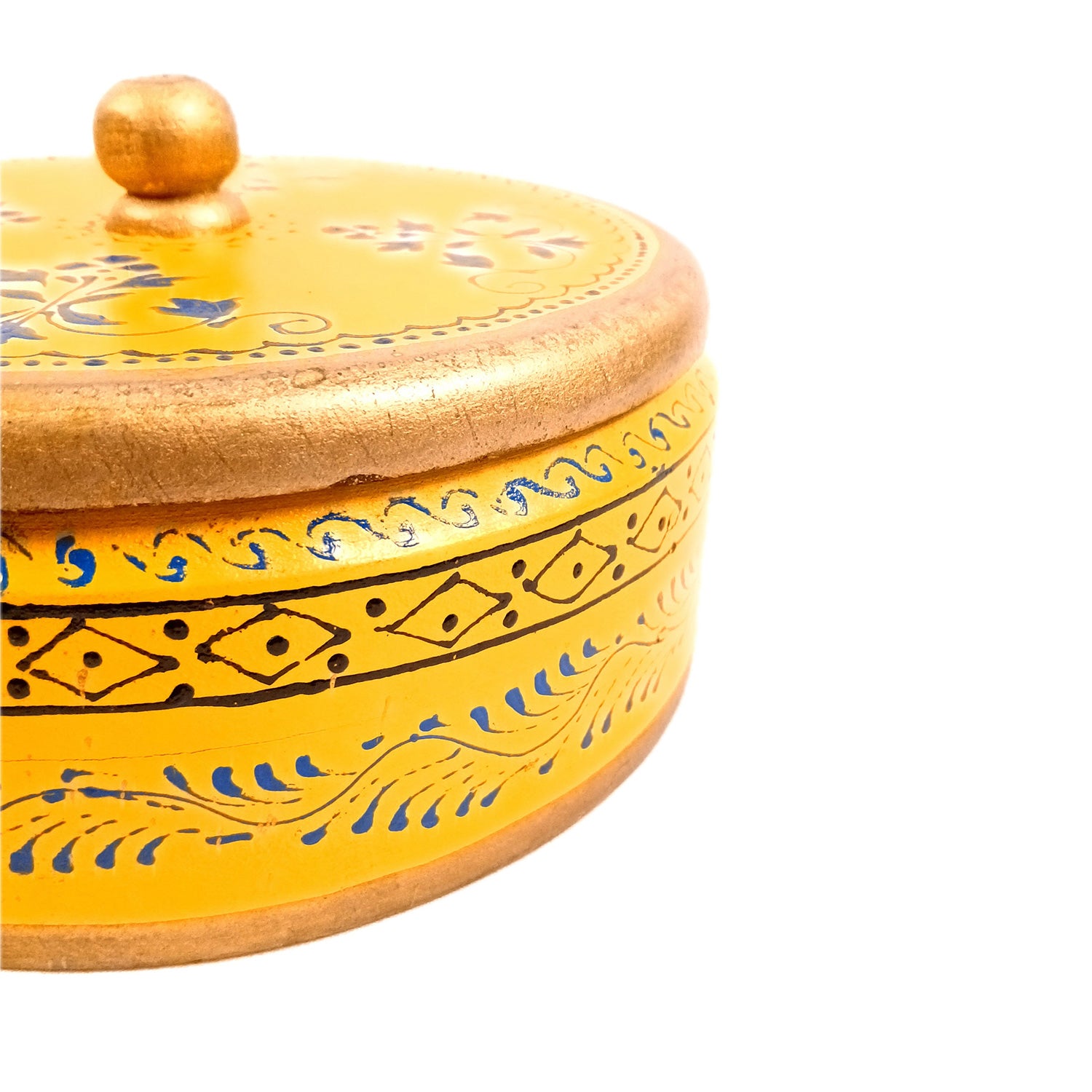 Wooden Dry Fruit Box with Lid | Mukhwas Bowl with Four Compartments - for Kitchen, Serving, Home, Dining Table Decor & Diwali Gifts - 7 Inch - Apkamart #Style_Design 1