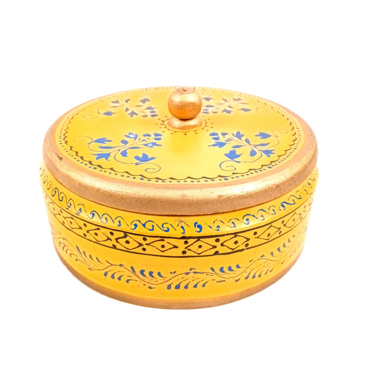 Wooden Dry Fruit Box with Lid | Mukhwas Bowl with Four Compartments - for Kitchen, Serving, Home, Dining Table Decor & Diwali Gifts - 7 Inch - Apkamart #Style_Design 1