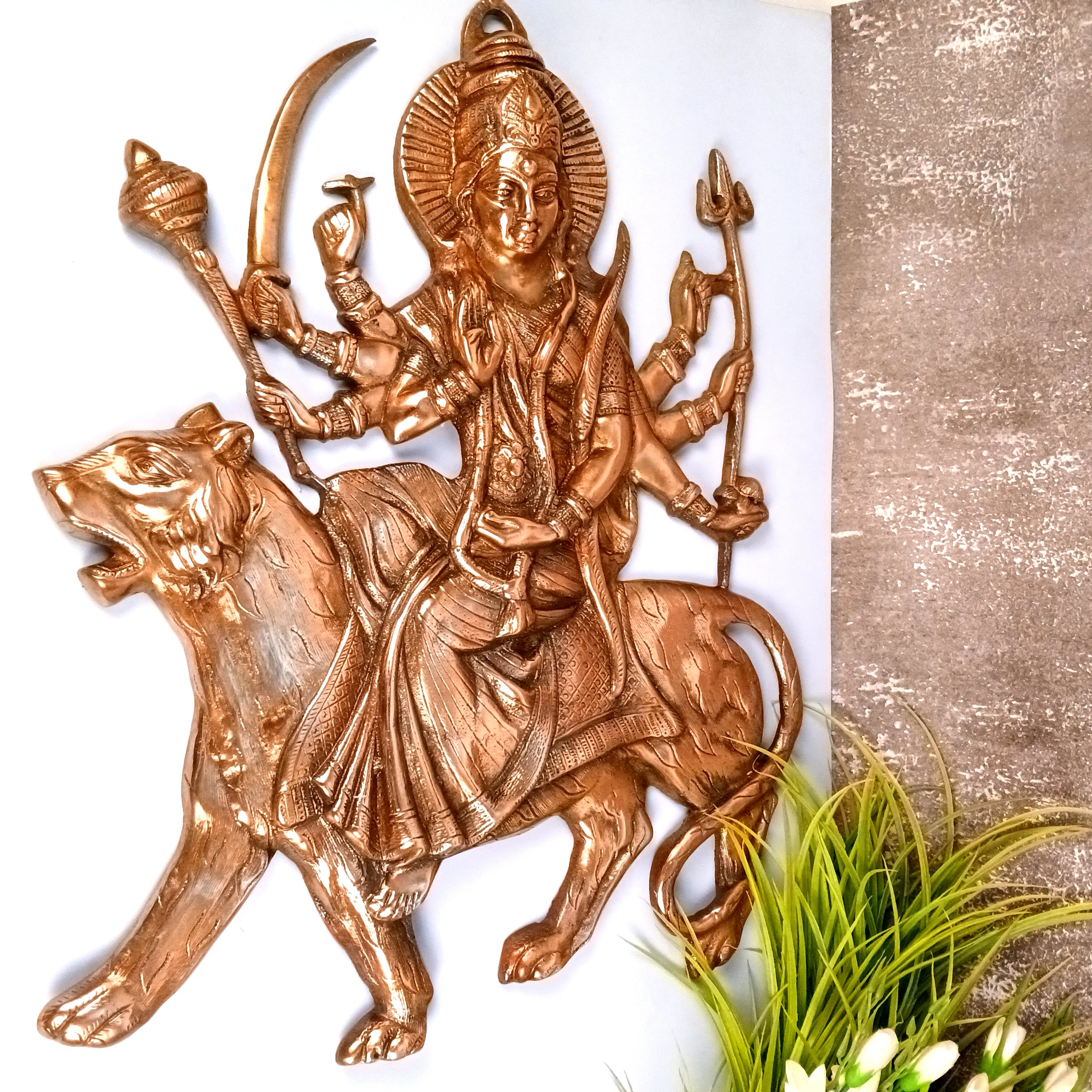 Durga Ji Wall Hanging Showpiece | Handicraft Spiritual Decor | Wall Art for Home | Gift for Festivals & Birthdays - 25 Inch - Apkamart