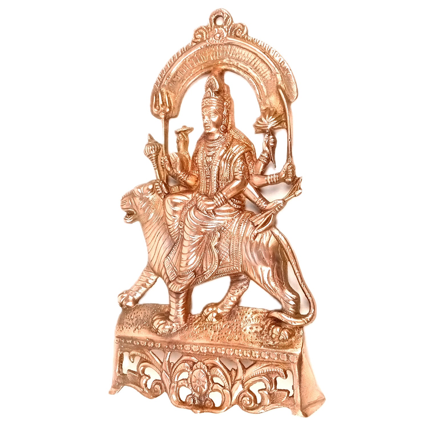 Goddess Durga Wall Hanging Statue | Devi Abme Maa | Shera Wali Mata Wall Idol | for Pooja, Temple, Home Decor & Navratri - 16 Inch - Apkamart