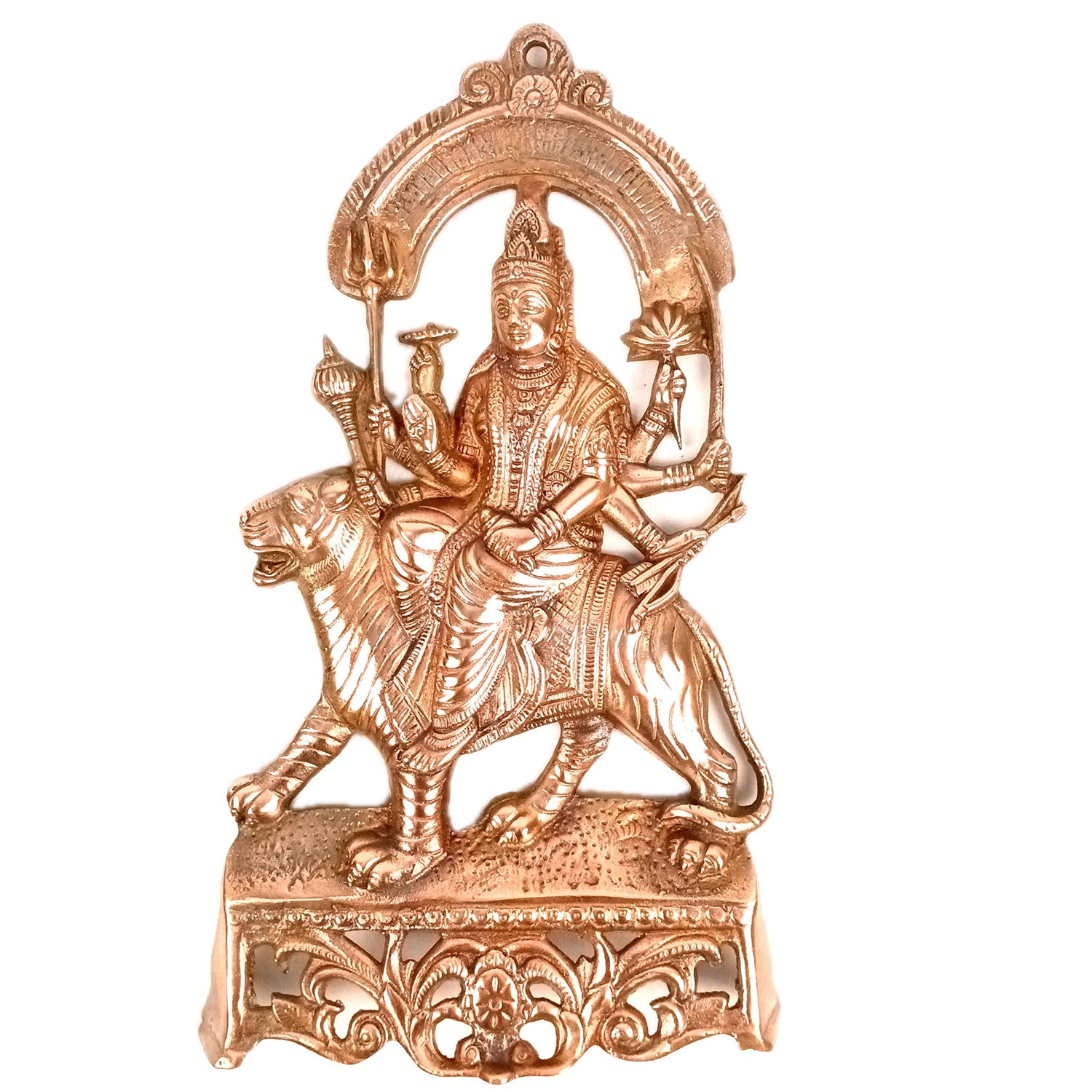 Goddess Durga Wall Hanging Statue | Devi Abme Maa | Shera Wali Mata Wall Idol | for Pooja, Temple, Home Decor & Navratri - 16 Inch - Apkamart