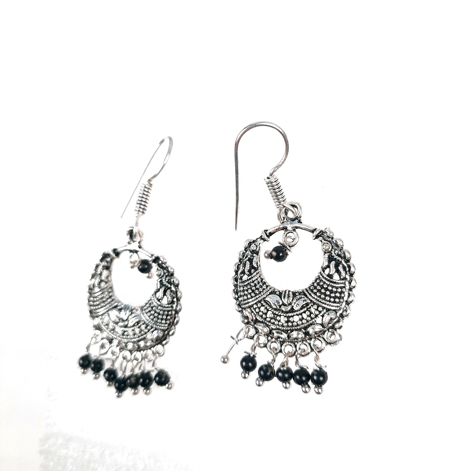 Jhumka Earrings for Women & Girls - Black Bead | Silver Oxidised Earrings | Latest Stylish Fashion Jewellery | Gifts for Her, Friendship Day, Valentine's Day Gift - Apkamart