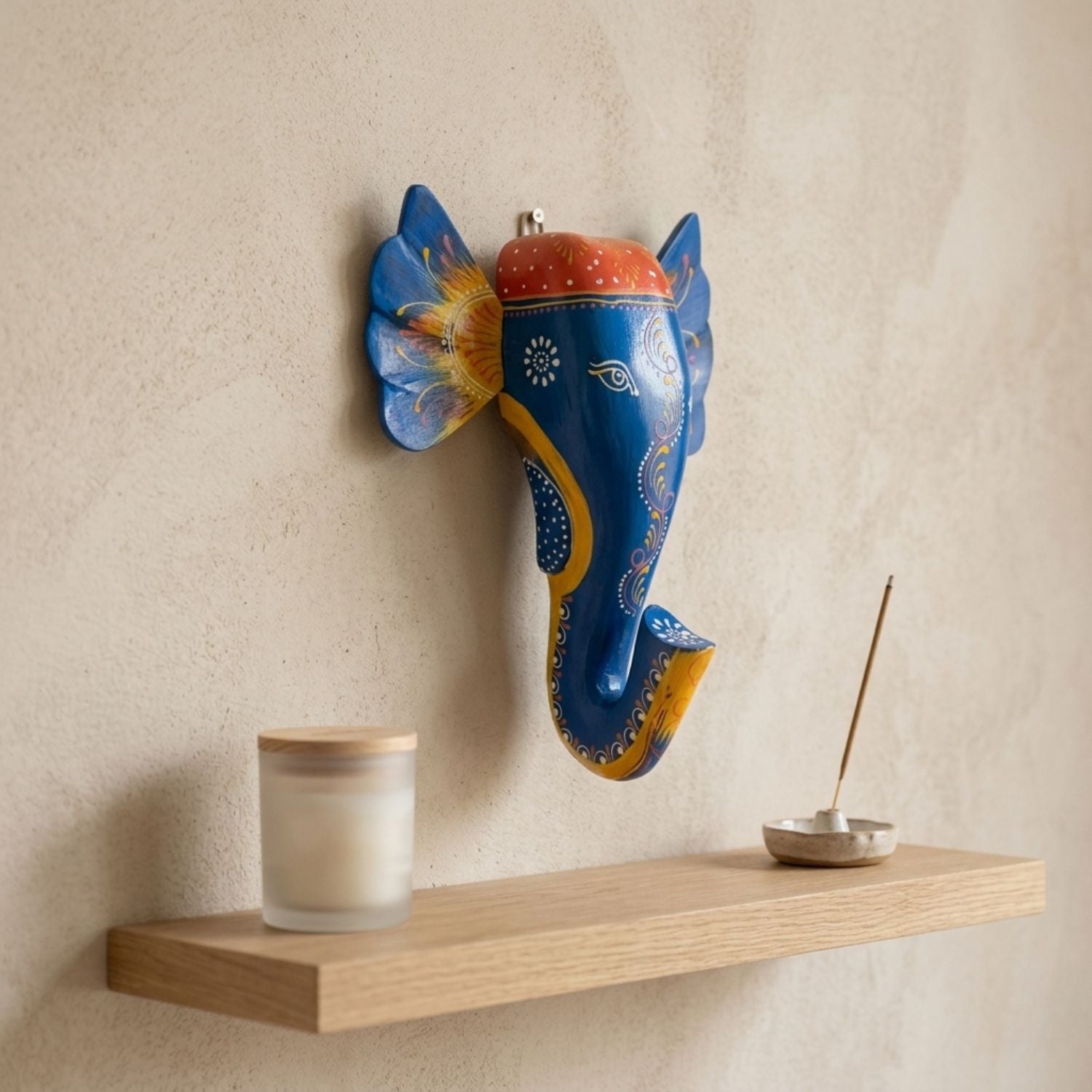 Elephant Head Wall Hanging | Wooden Wall Decor – 11 Inch - Apkamart