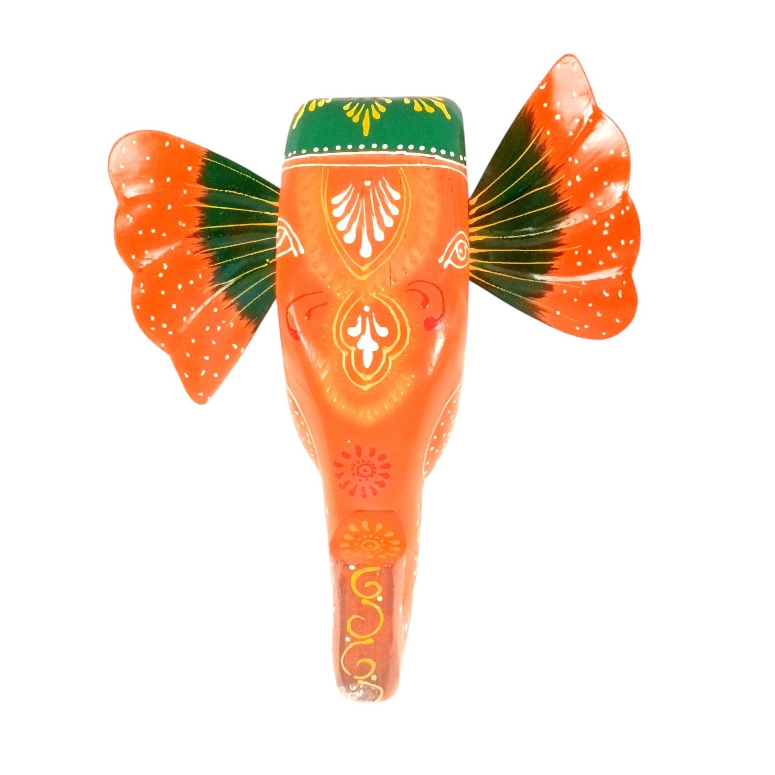 Elephant Head Wall Hanging | Wooden Hand-Painted Wall Decor – 11 Inch - Apkamart