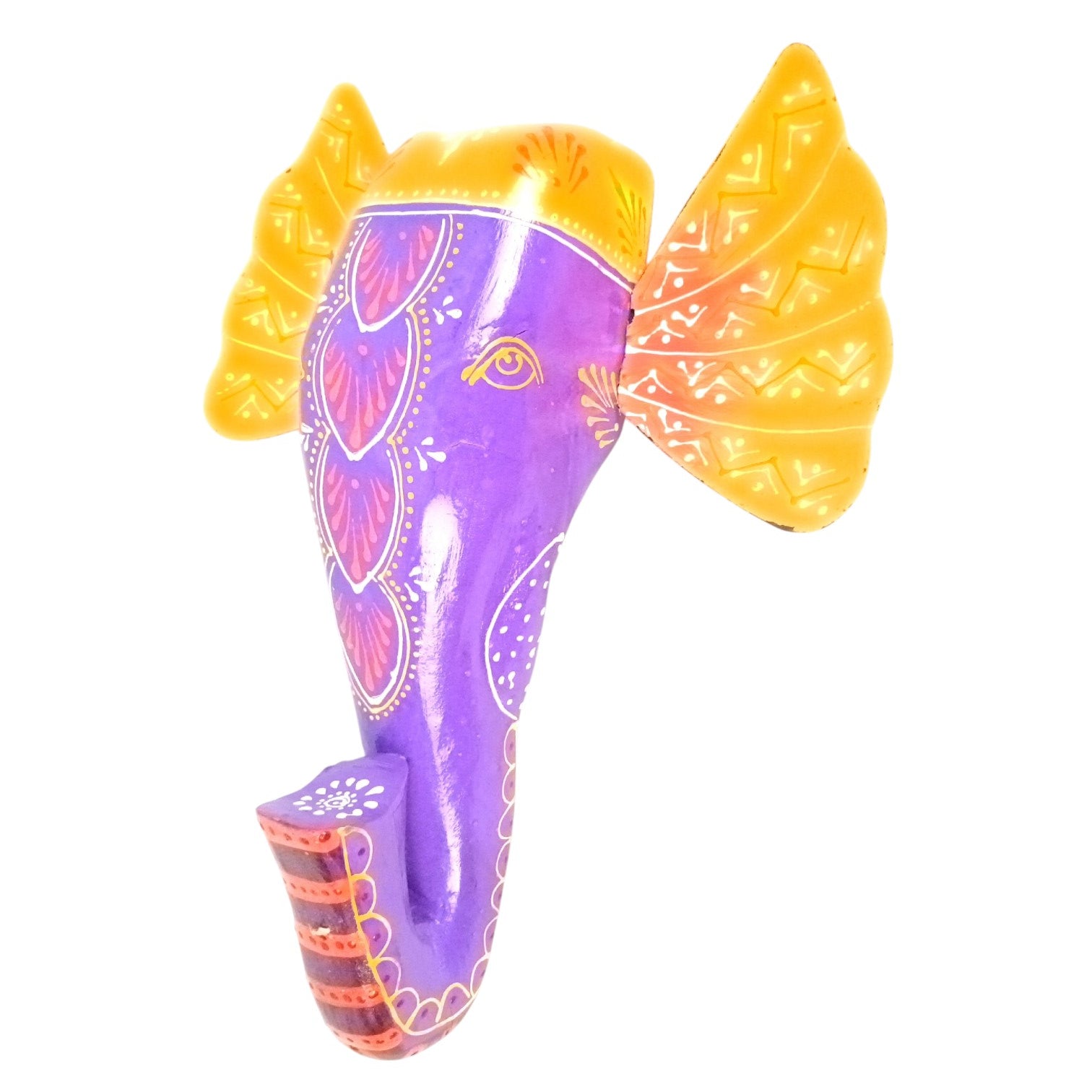 Elephant Head Wall Hanging | Wooden Hand-Painted Wall Decor – 11 Inch - Apkamart