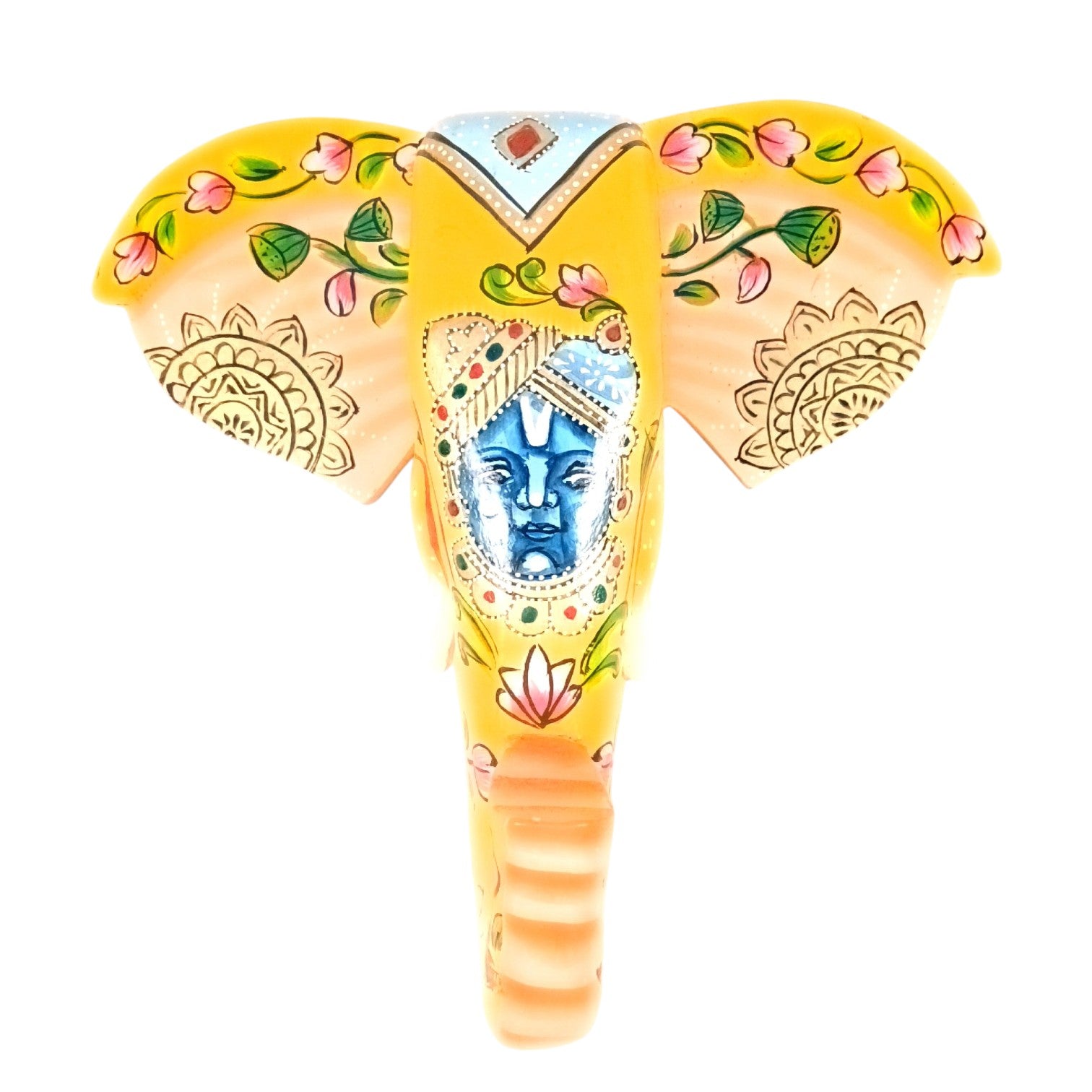 Elephant Head Wall Hanging — Yellow | Krishna Face - 11 Inch - Apkamart