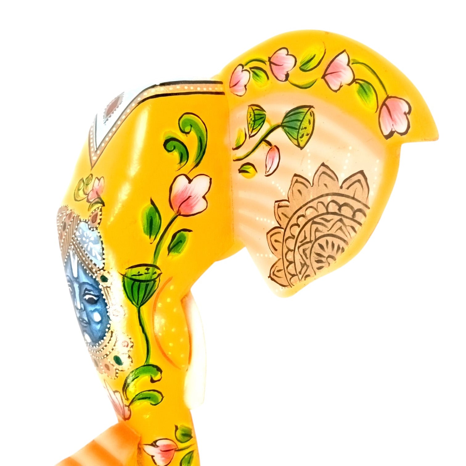 Elephant Head Wall Hanging — Yellow | Krishna Face - 11 Inch - Apkamart