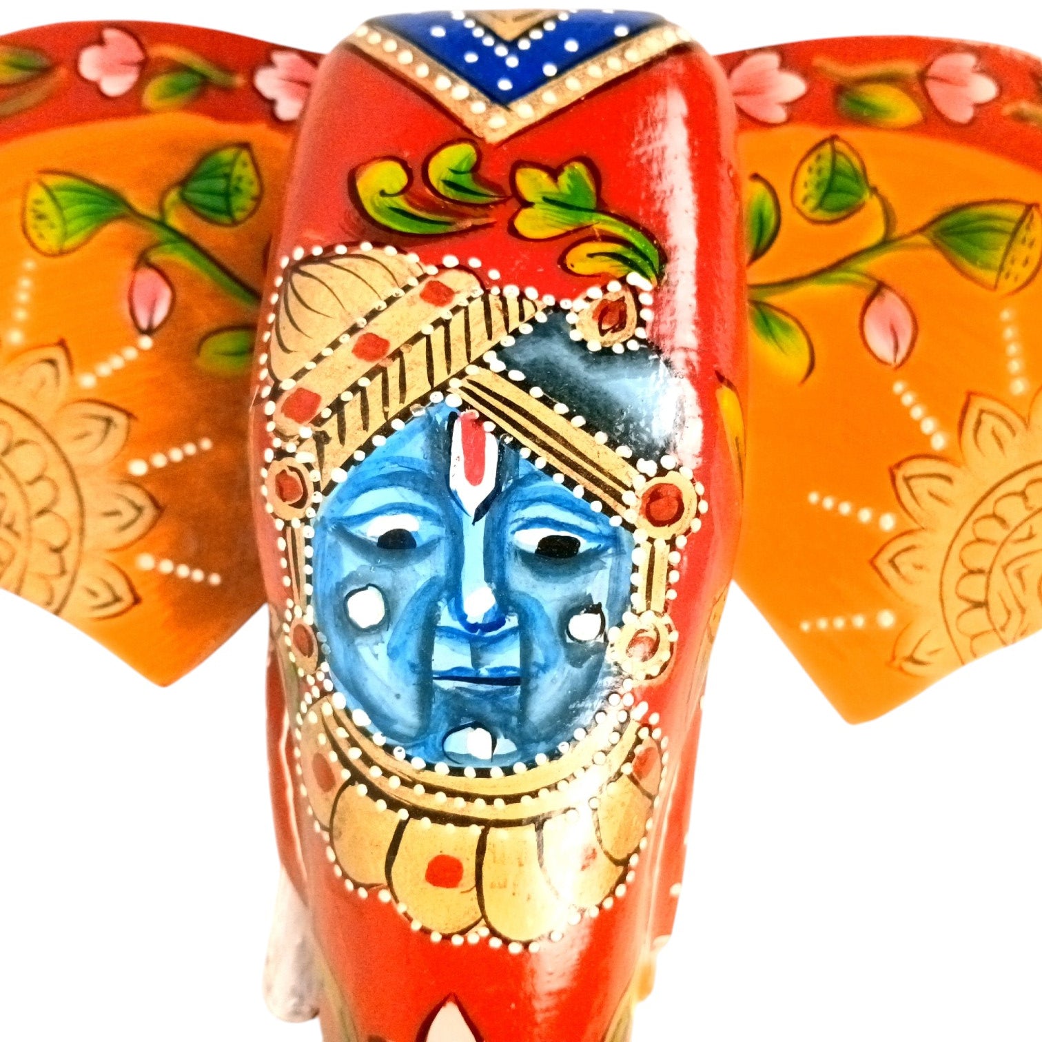 Elephant Head Wall Hanging — Red | Krishna Face - 11 Inch - Apkamart