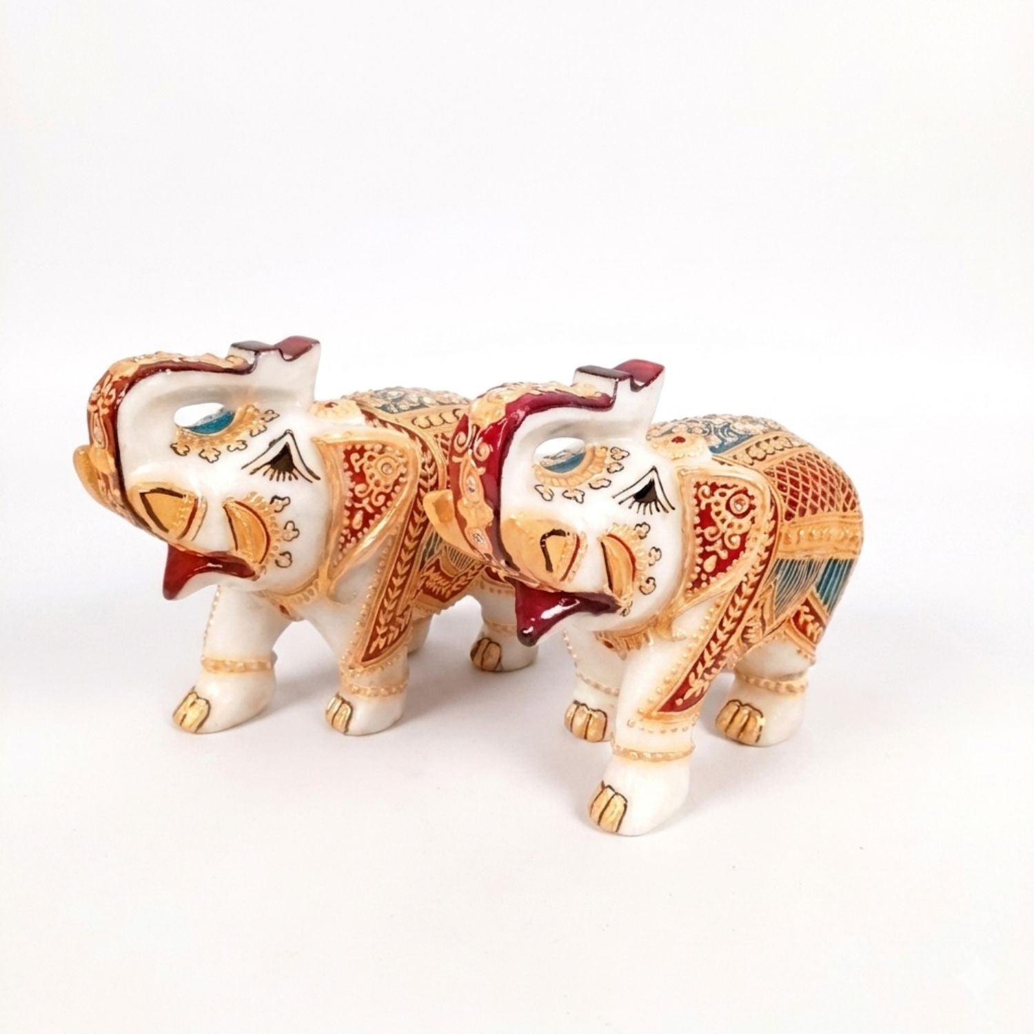 Marble Elephant Showpiece Set of 2 – 6 Inch - Apkamart