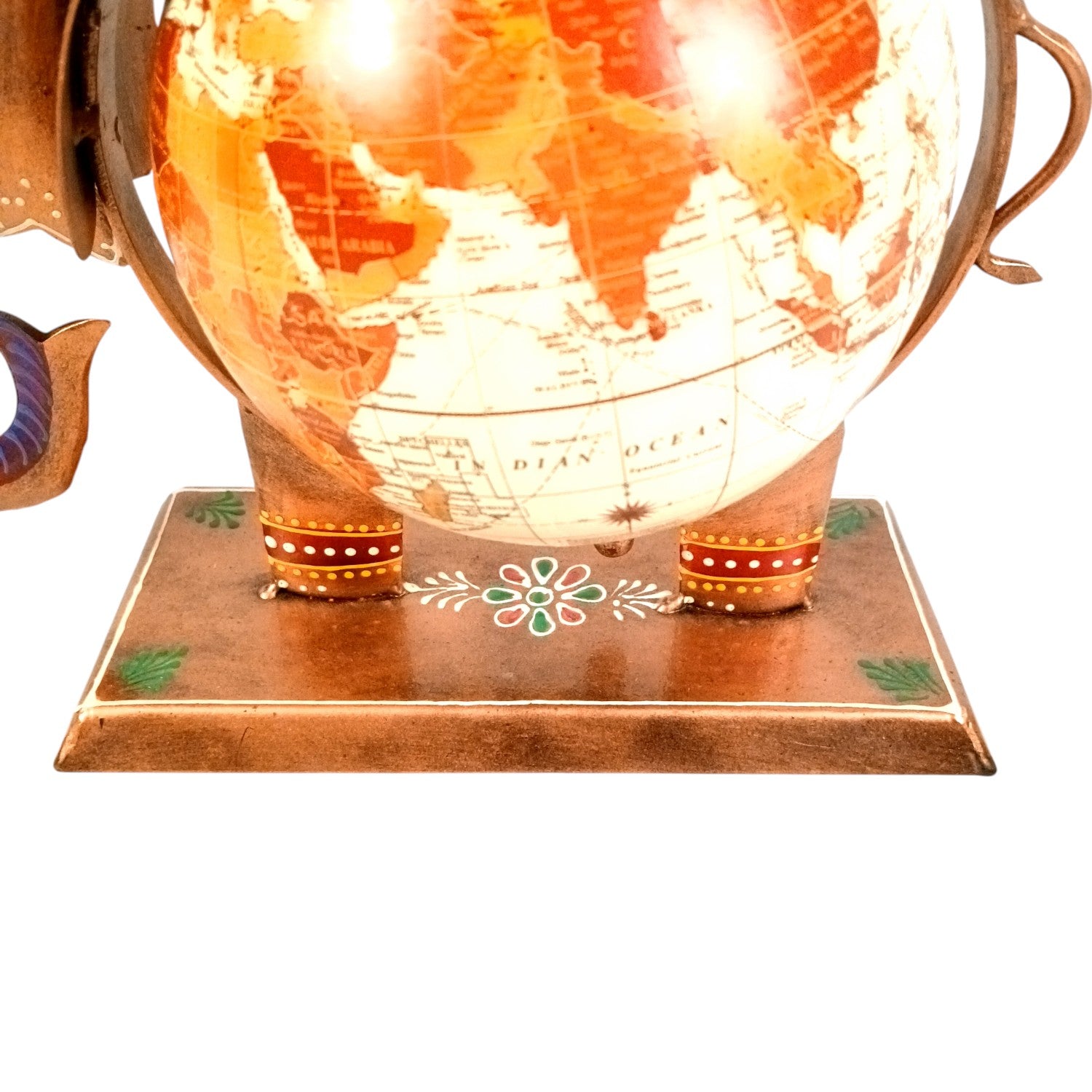 Elephant Globe Showpiece | Handicraft Home Decor Item | Brown Decorative Elephant Statue | Premium Showpiece for Living Room, Bedroom, Gift & Home Decoration - 10 Inch - Apkamart
