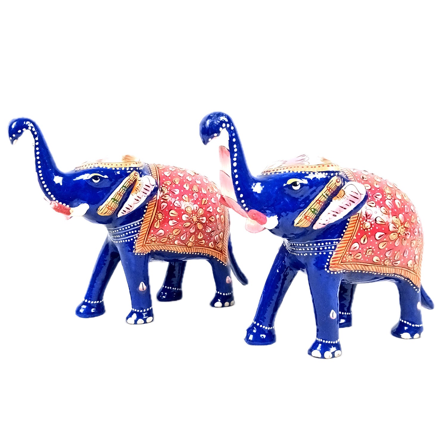 Elephant Showpiece for Table Decor | Handicraft Meenakari Showpiece Figurine - for Home Decor, Table, Living Room, Office & Gift - 6 Inch - Apkamart #Style_Pack Of 2