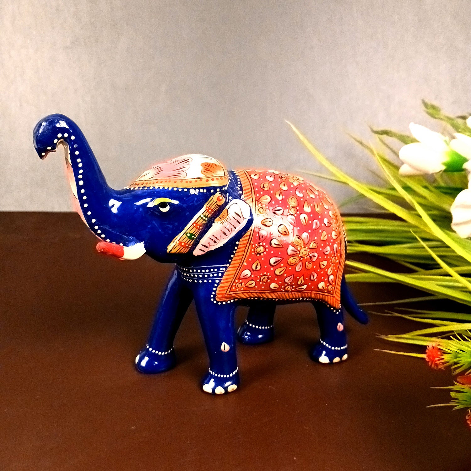 Elephant Showpiece for Table Decor | Handicraft Meenakari Showpiece Figurine - for Home Decor, Table, Living Room, Office & Gift - 6 Inch - Apkamart #Style_Pack Of 1