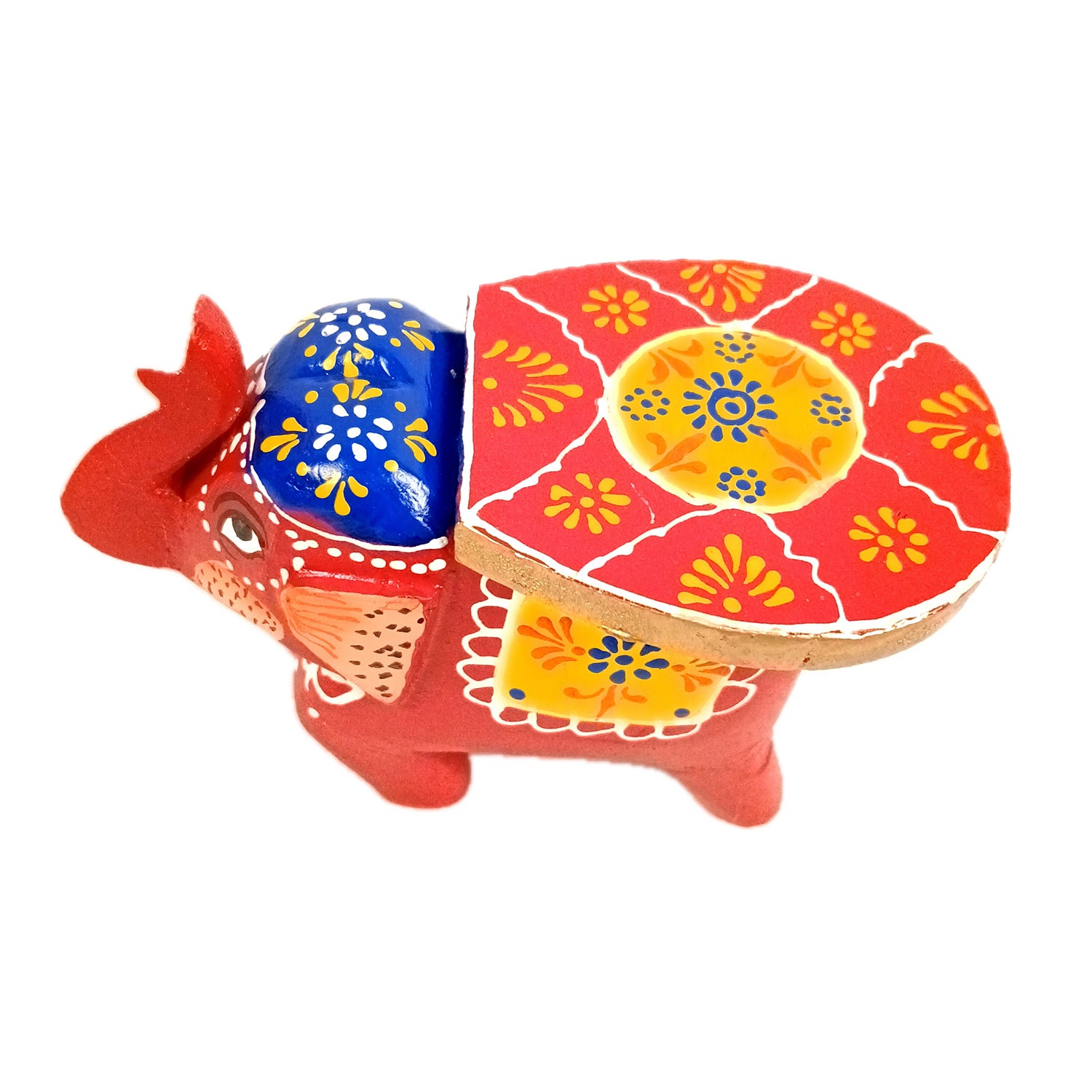 Elephant Showpiece | Elephant Table Showpiece - for Placing Small Pots & Tea Lights - for Home, Living Room Decor & Gifts - 5 Inch (Red, Wood) - Apkamart #Style_Design 1 (Pack Of 1)