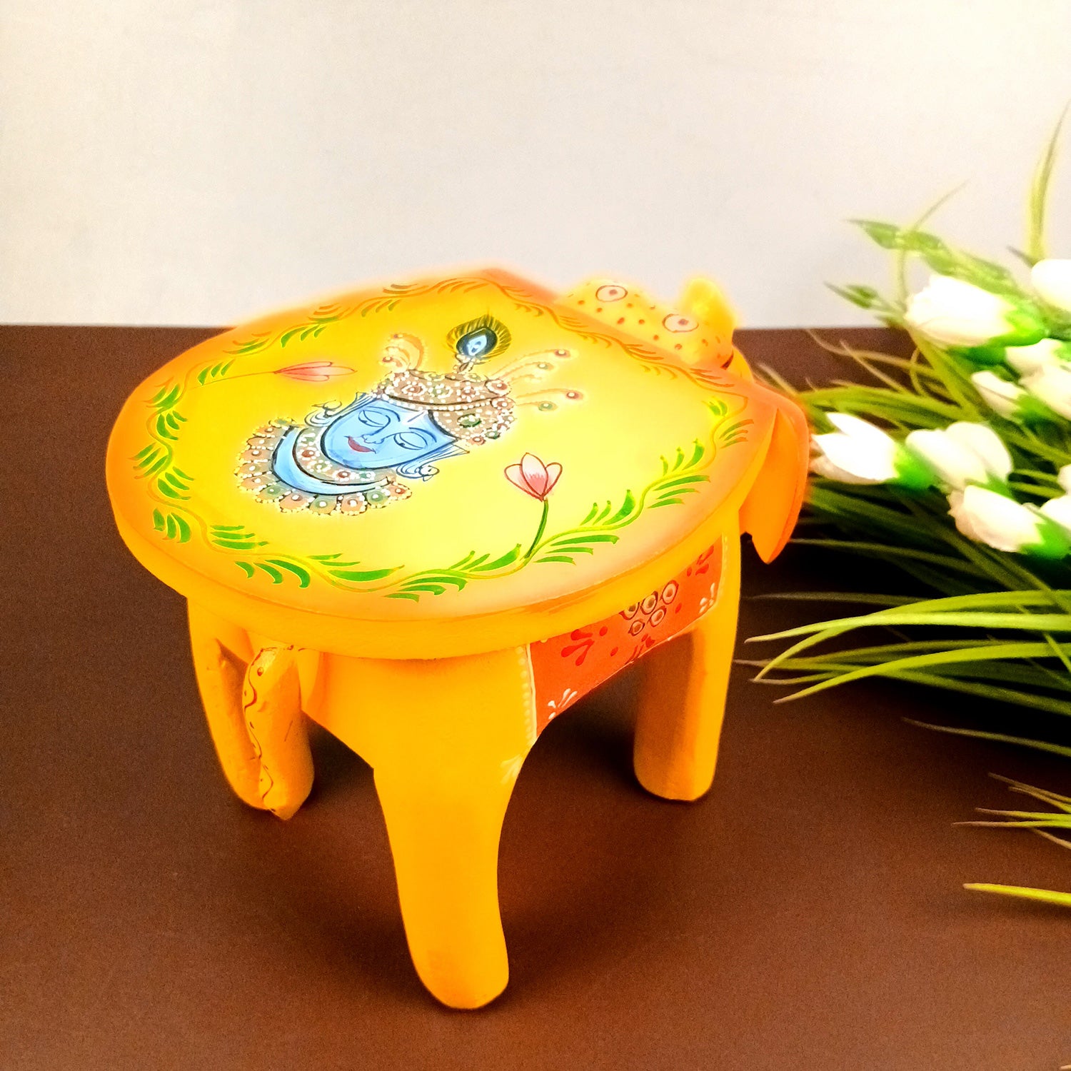 Elephant Showpiece - Stool Design | Elephant Table Showpiece - For Placing Small Pots & Tea Lights - For Home, Living Room Decor & Gifts - 8 Inch - Apkamart #Style_Design 2