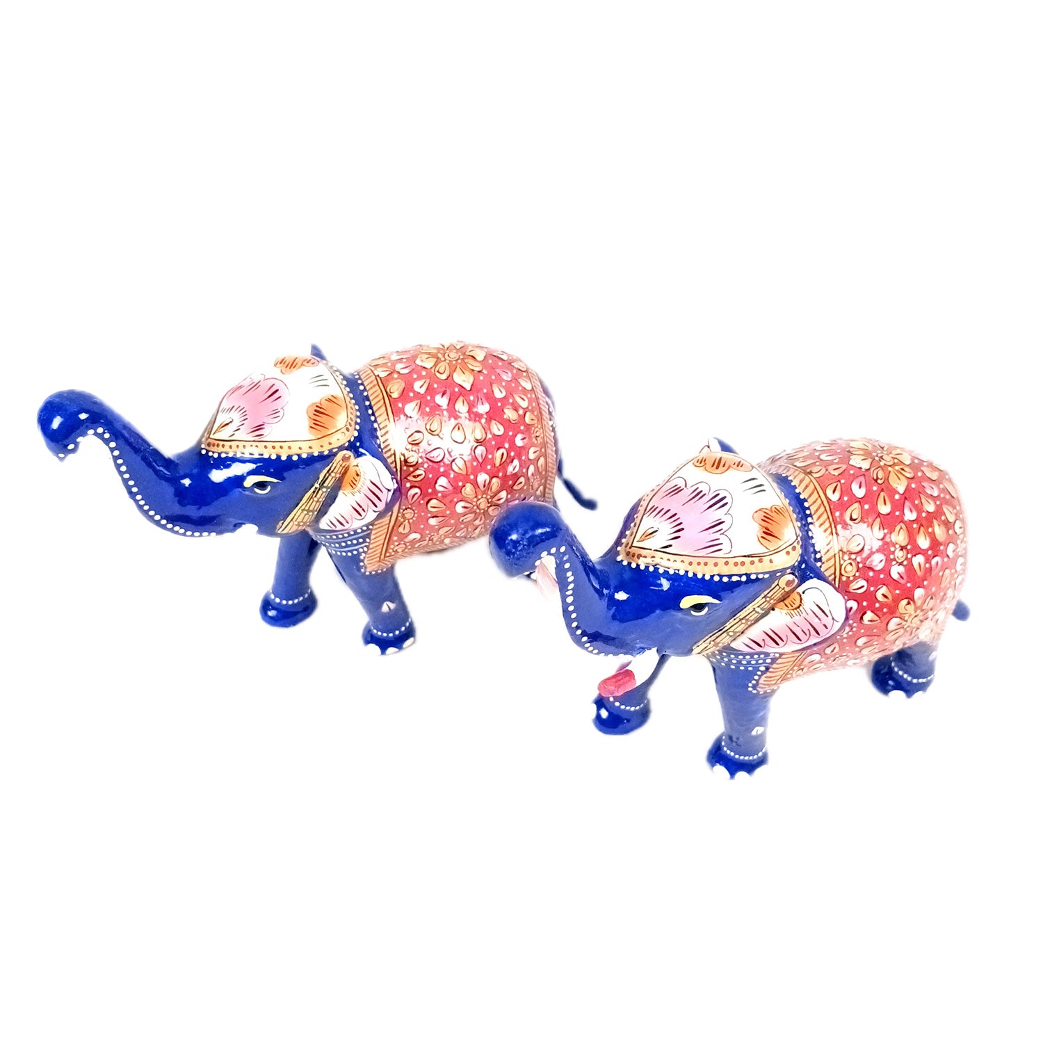 Elephant Showpiece for Table Decor | Handicraft Meenakari Showpiece Figurine - for Home Decor, Table, Living Room, Office & Gift - 6 Inch - Apkamart #Style_Pack Of 2