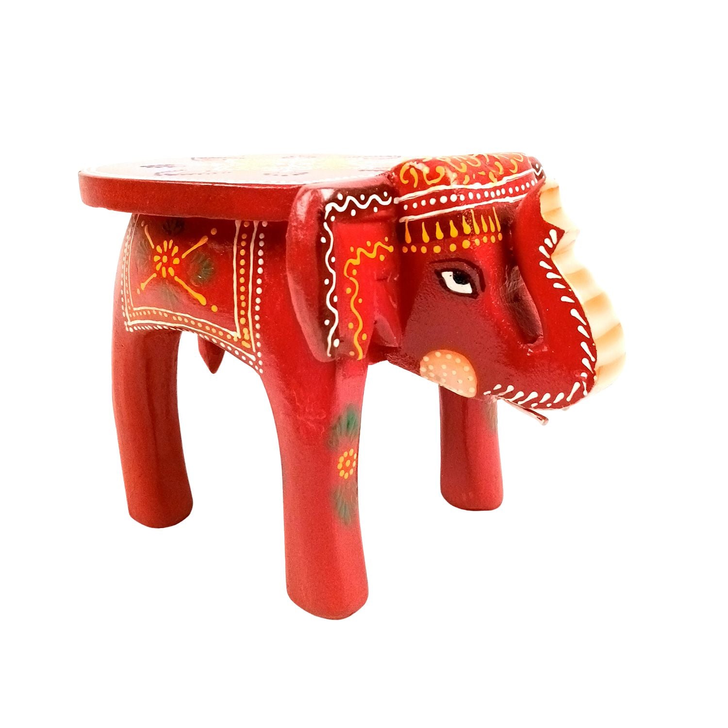 Elephant Showpiece - Stool Design | Elephant Table Showpiece - For Placing Small Pots & Tea Lights - For Home, Living Room Decor & Gifts - 8 Inch - Apkamart #Style_Design 1
