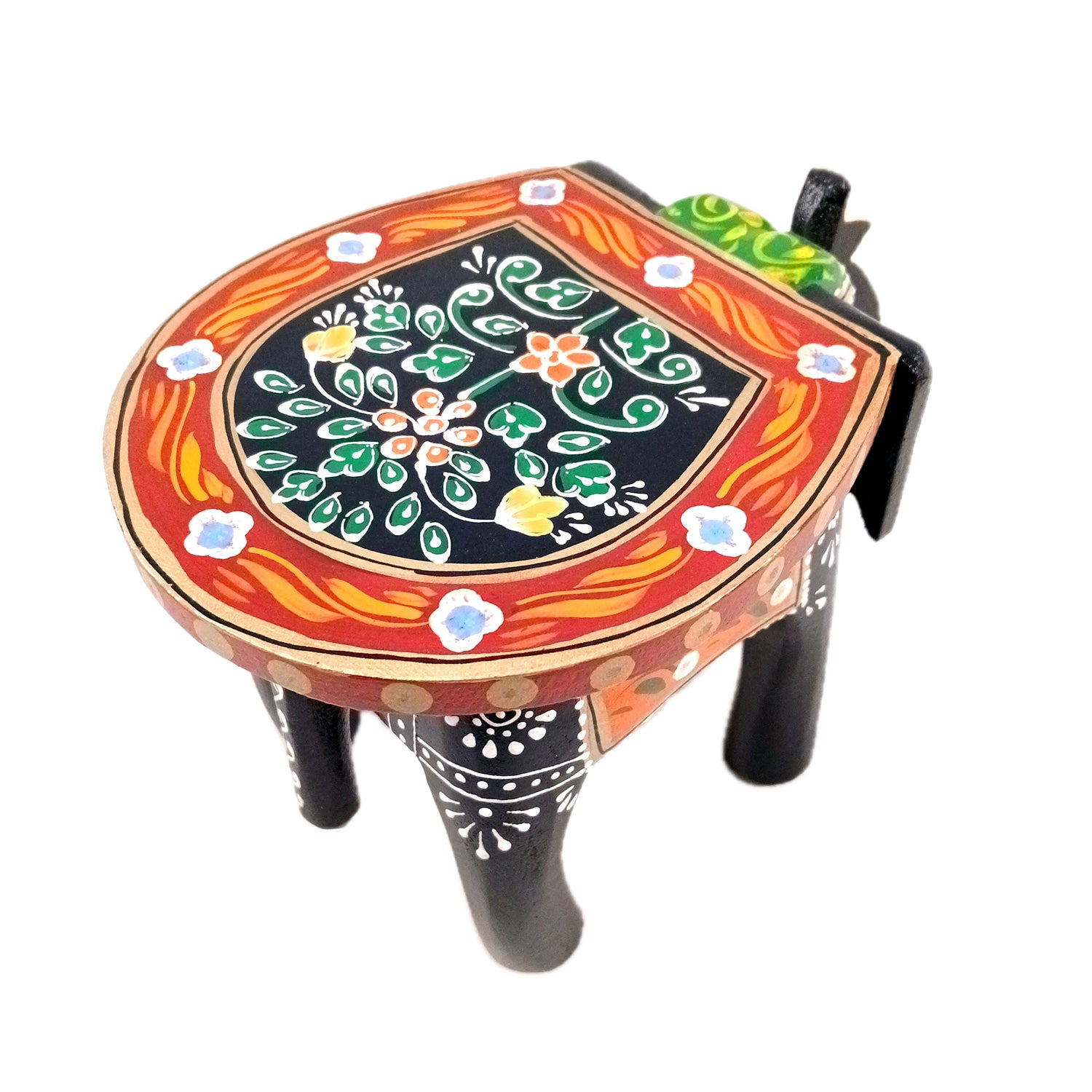 Elephant Showpiece - Stool Design | Elephant Table Showpiece - For Placing Small Pots & Tea Lights - For Home, Living Room Decor & Gifts - 6 Inch (Wood, Black) - Apkamart