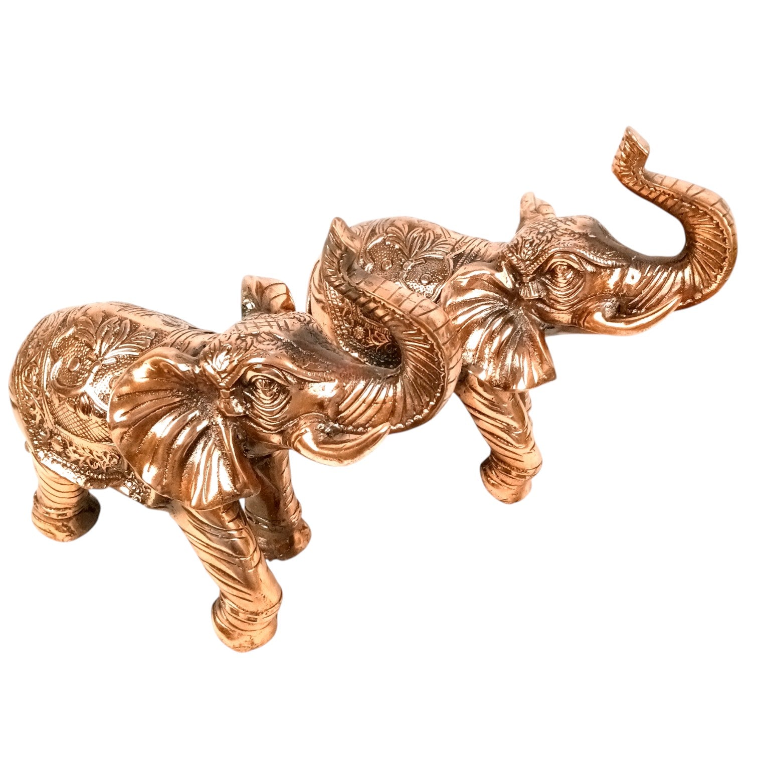 Elephant Showpiece Combo for Decor | Decorative Standing Elephant Statue for Home Decor | Traditional Masterpiece for Living Room:: Corner & Office - 15 Inch (Set Of 2) - Apkamart