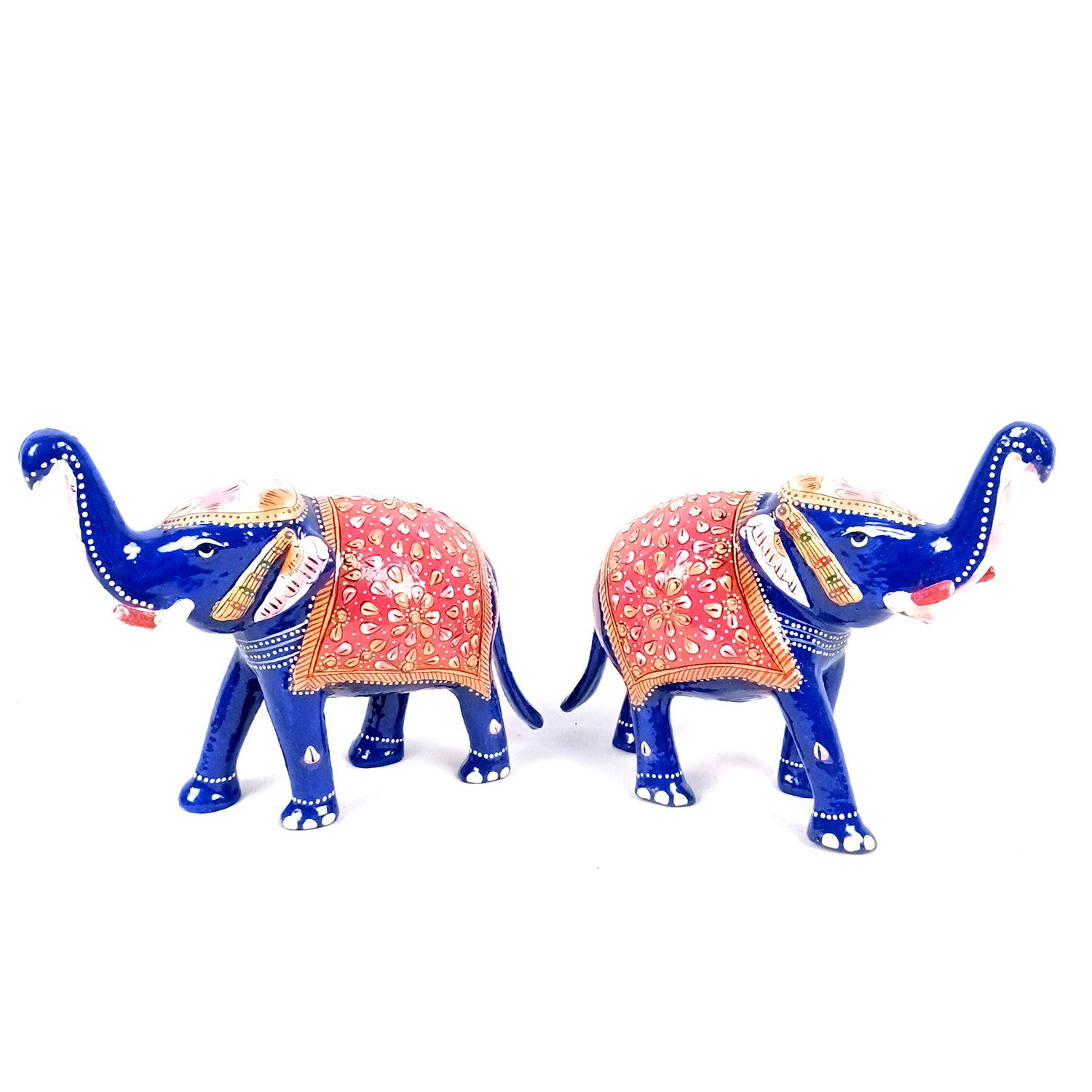 Elephant Showpiece for Table Decor | Handicraft Meenakari Showpiece Figurine - for Home Decor, Table, Living Room, Office & Gift - 6 Inch - Apkamart #Style_Pack Of 2