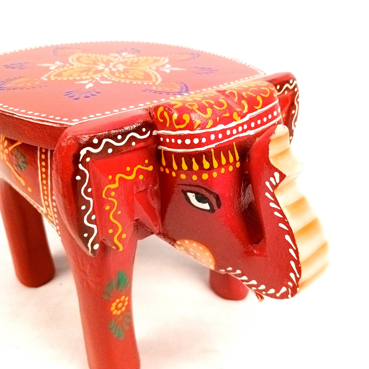 Elephant Showpiece - Stool Design | Elephant Table Showpiece - For Placing Small Pots & Tea Lights - For Home, Living Room Decor & Gifts - 8 Inch - Apkamart #Style_Design 1