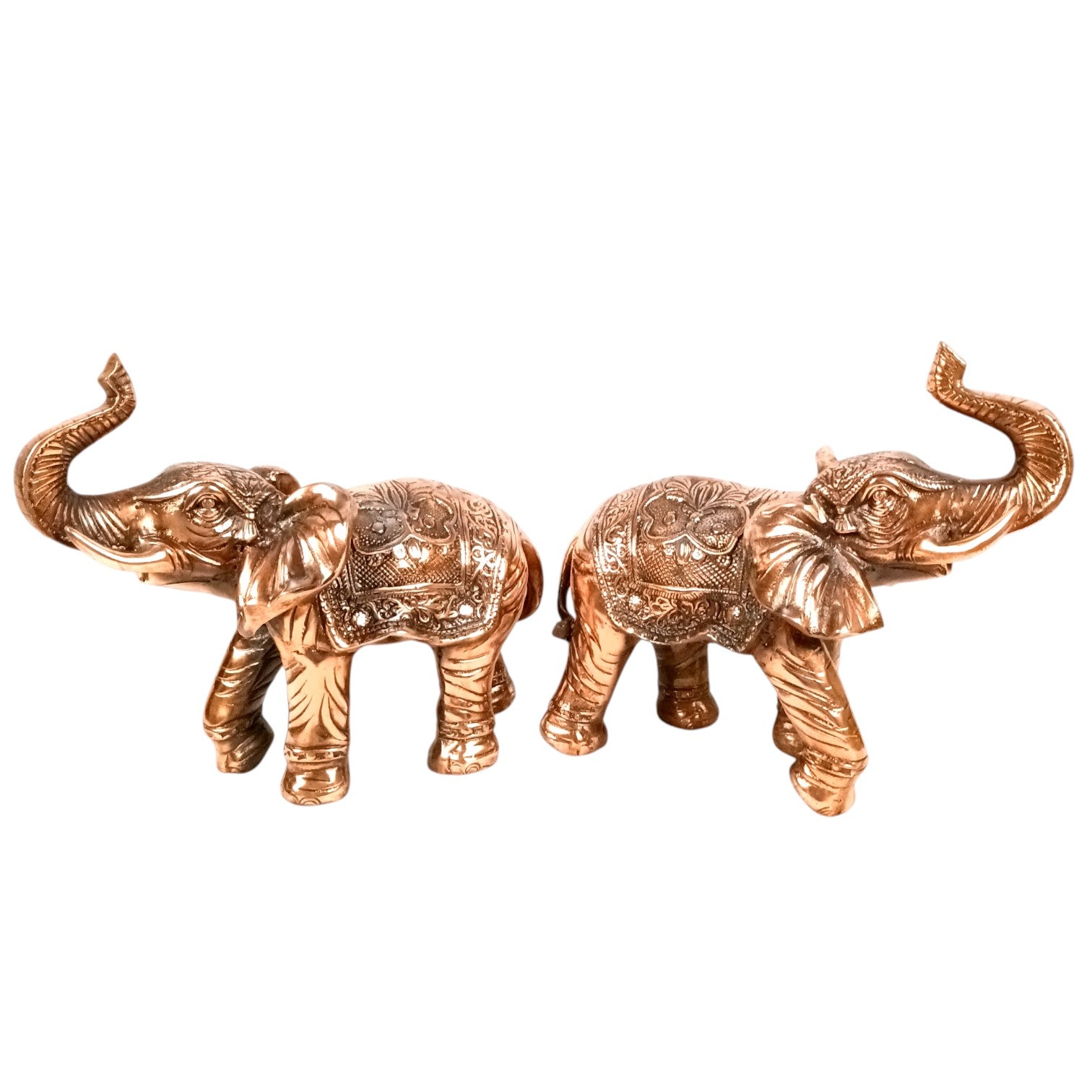 Elephant Showpiece Combo for Decor | Decorative Standing Elephant Statue for Home Decor | Traditional Masterpiece for Living Room:: Corner & Office - 15 Inch (Set Of 2) - Apkamart
