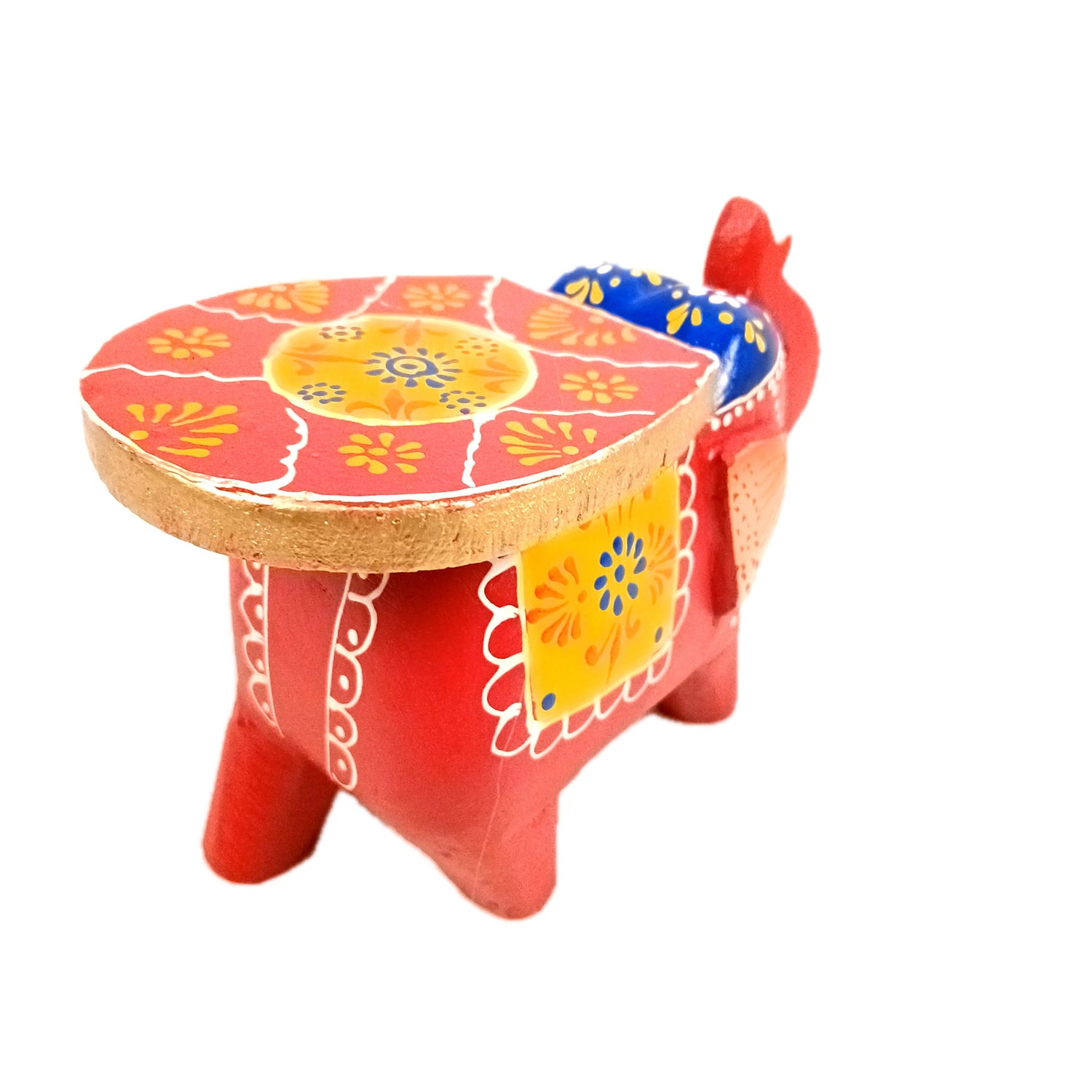 Elephant Showpiece | Elephant Table Showpiece - for Placing Small Pots & Tea Lights - for Home, Living Room Decor & Gifts - 5 Inch (Red, Wood) - Apkamart #Style_Design 1 (Pack Of 1)