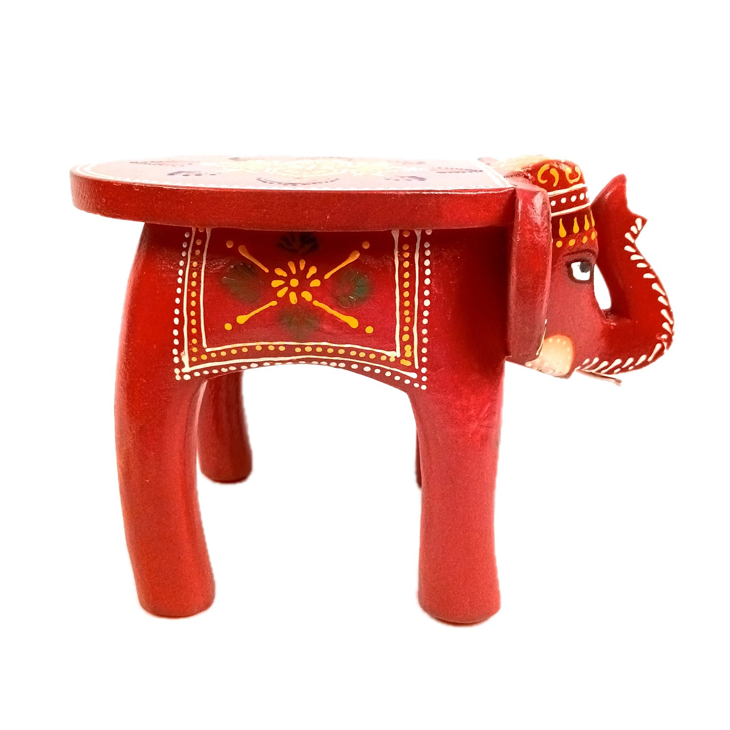 Elephant Showpiece - Stool Design | Elephant Table Showpiece - For Placing Small Pots & Tea Lights - For Home, Living Room Decor & Gifts - 8 Inch - Apkamart #Style_Design 1