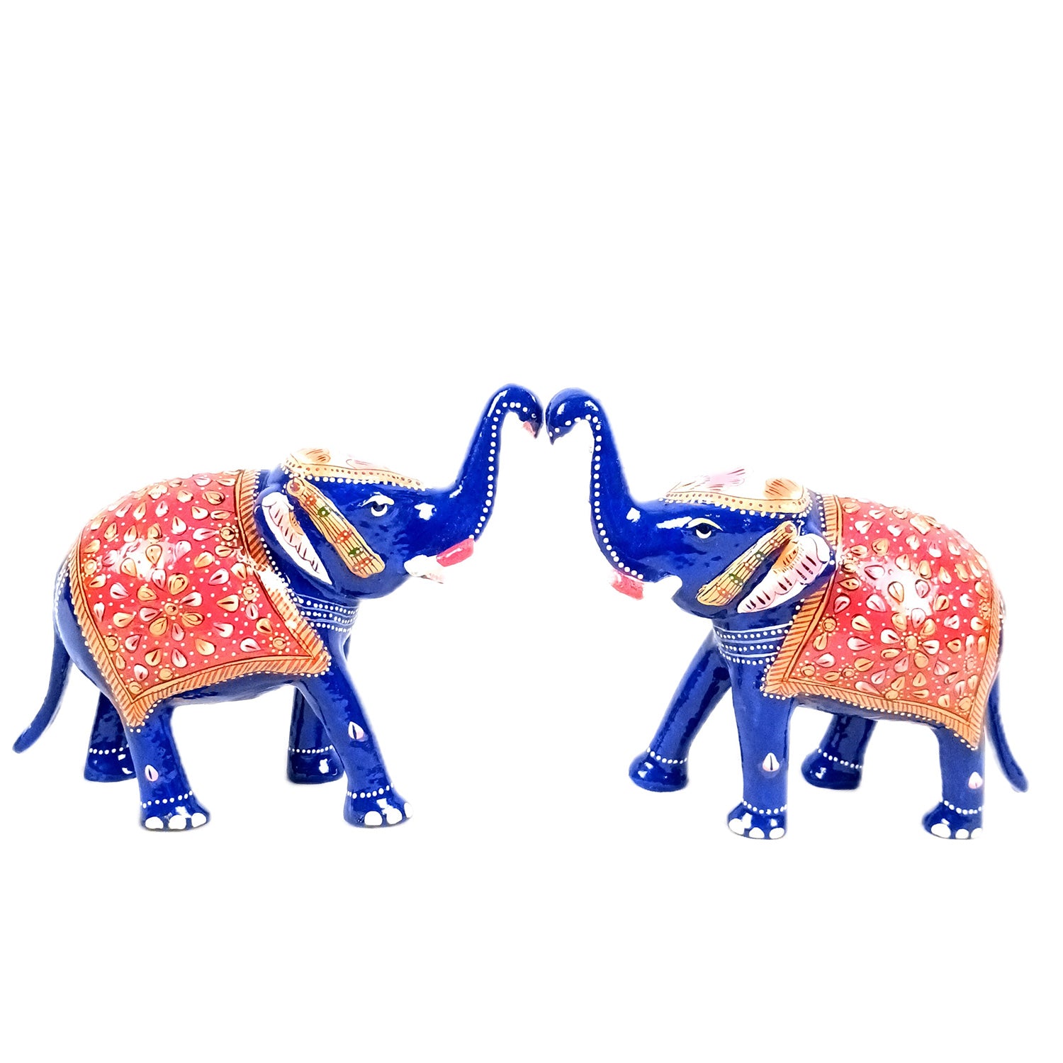 Elephant Showpiece for Table Decor | Handicraft Meenakari Showpiece Figurine - for Home Decor, Table, Living Room, Office & Gift - 6 Inch - Apkamart #Style_Pack Of 2