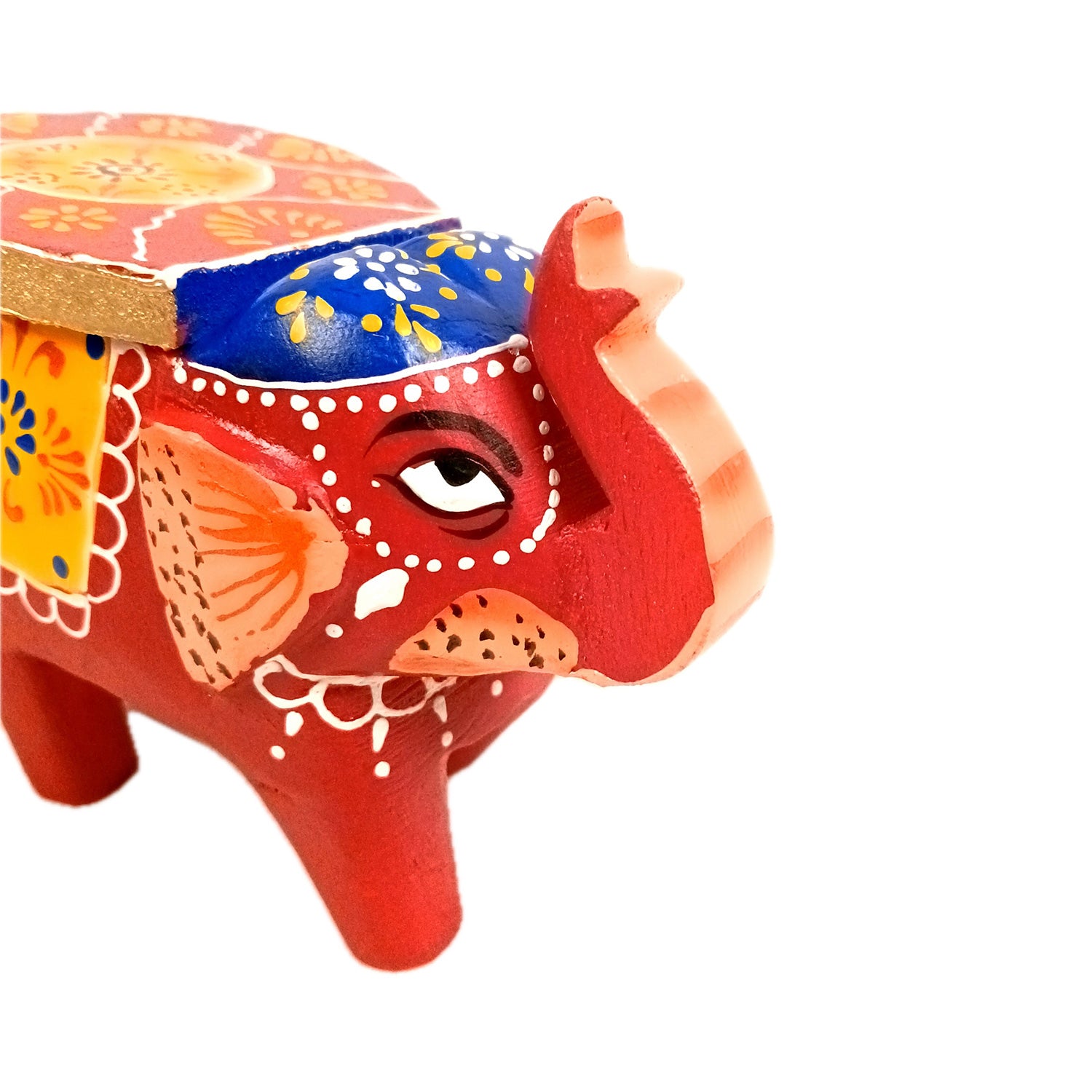 Elephant Showpiece | Elephant Table Showpiece - for Placing Small Pots & Tea Lights - for Home, Living Room Decor & Gifts - 5 Inch (Red, Wood) - Apkamart #Style_Design 1 (Pack Of 1)