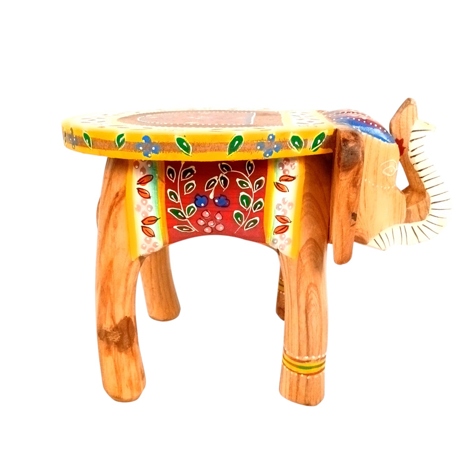 Elephant Stool | Handcrafted Elephant Face Design Stools for Living Room, Bedroom, Office & Home Decor - 8 Inch (Set Of 2) - Apkamart