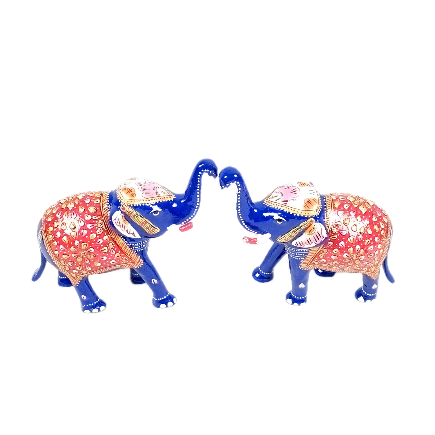 Elephant Showpiece for Table Decor | Handicraft Meenakari Showpiece Figurine - for Home Decor, Table, Living Room, Office & Gift - 6 Inch - Apkamart #Style_Pack Of 2